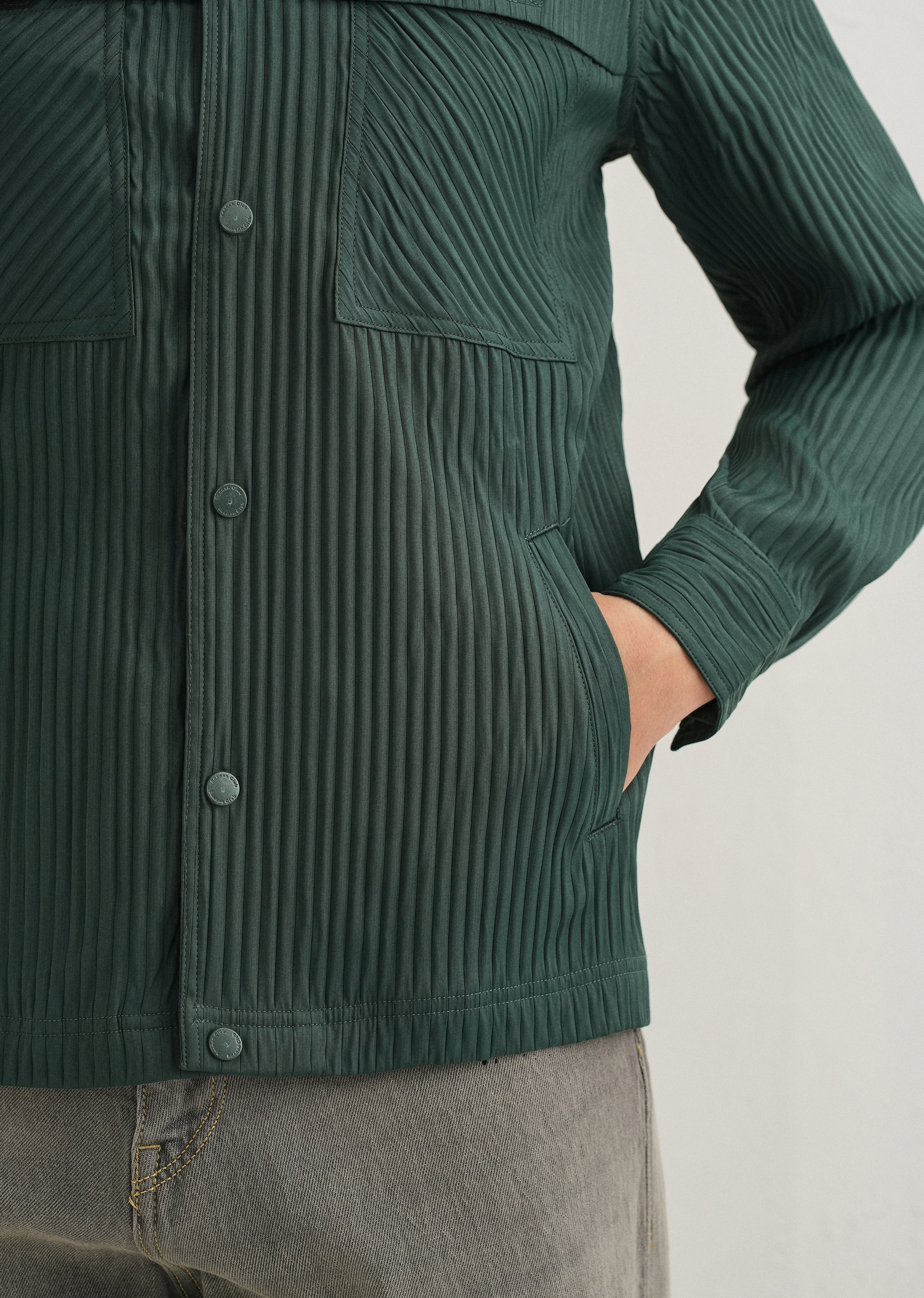 Dark Green Textured Utility Shacket