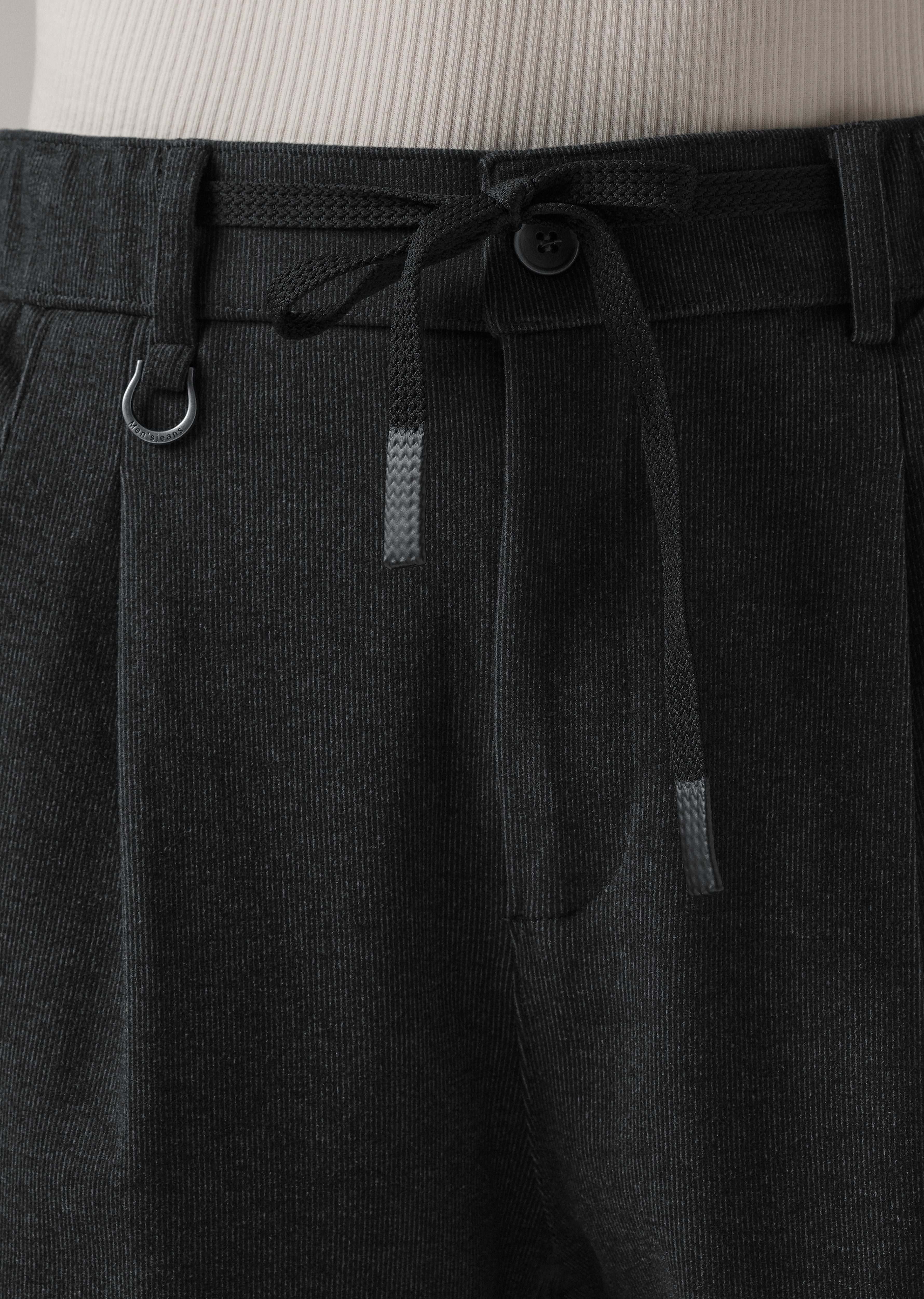 Dark Grey Pin Stripe Suede Pant