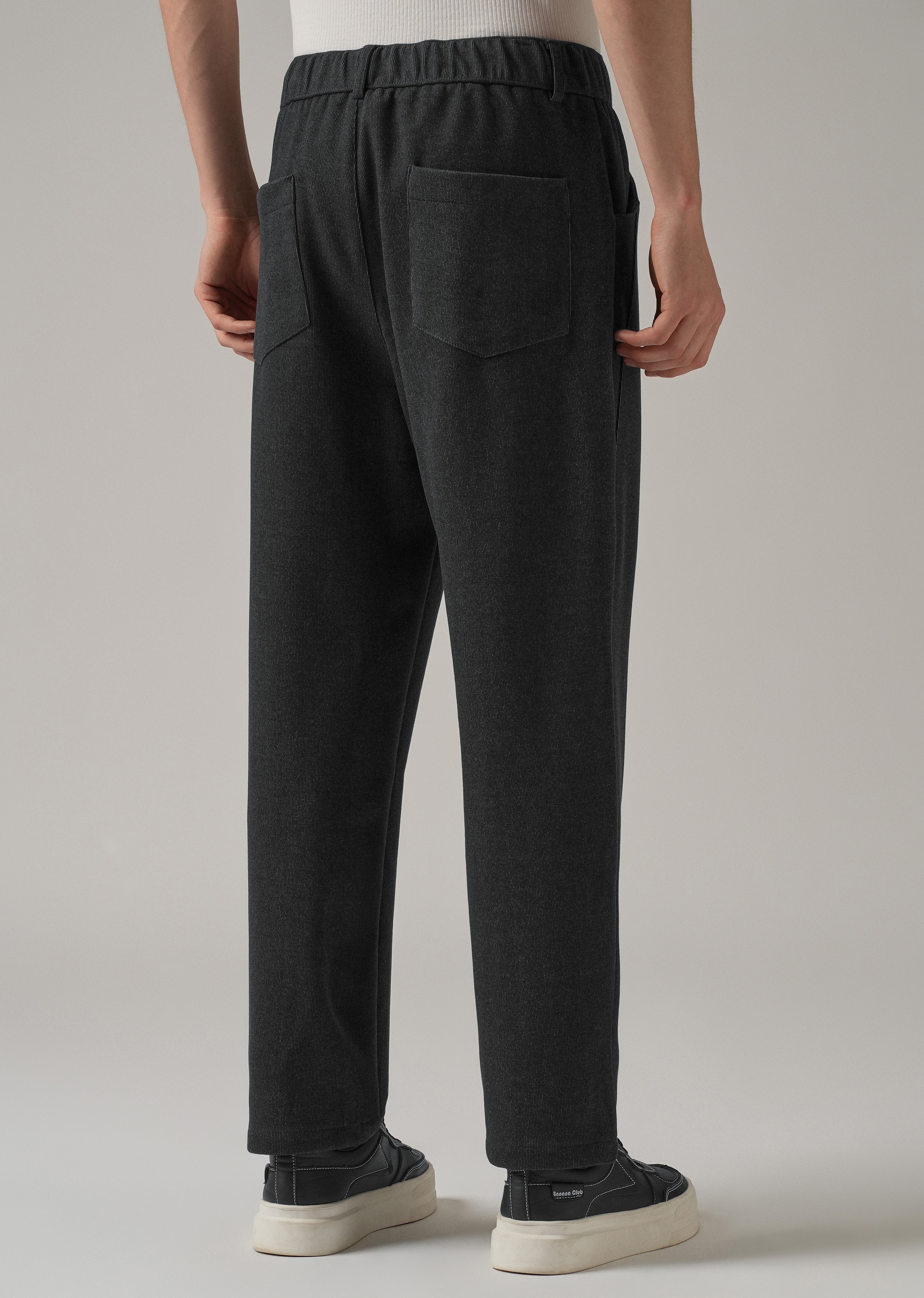 Dark Grey Pin Stripe Suede Pant