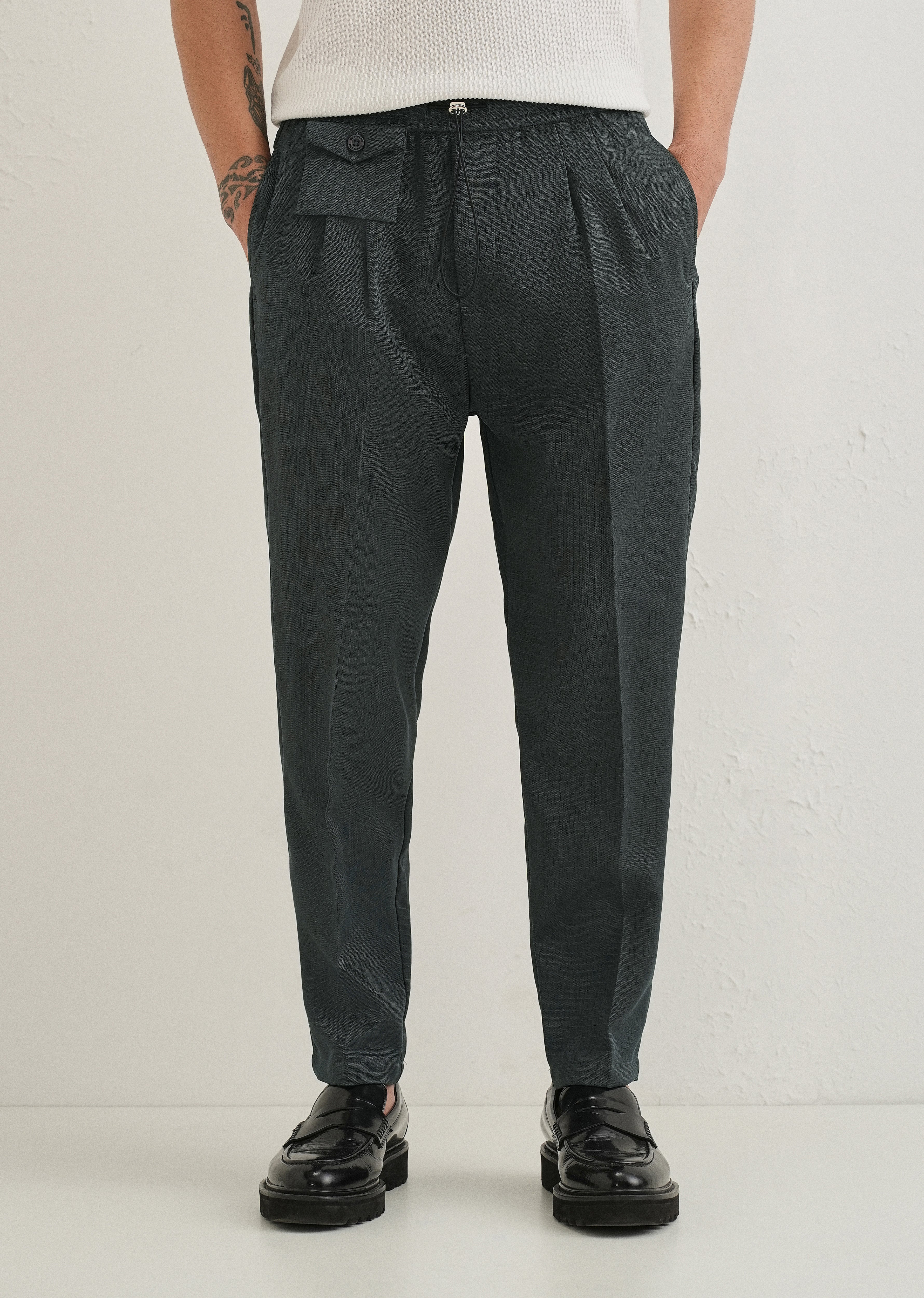 Dark Grey Pleated Korean Pant