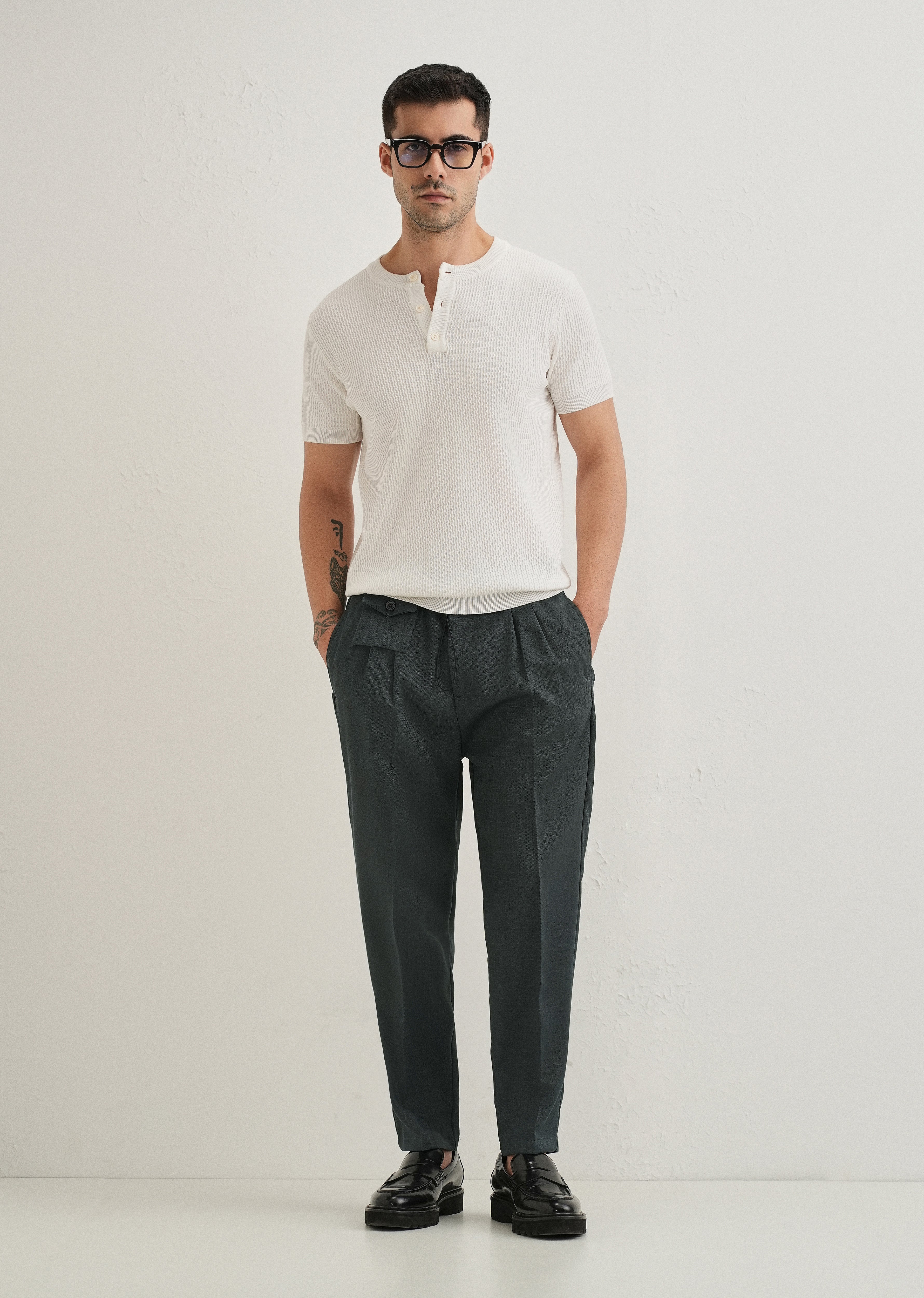 Dark Grey Pleated Korean Pant