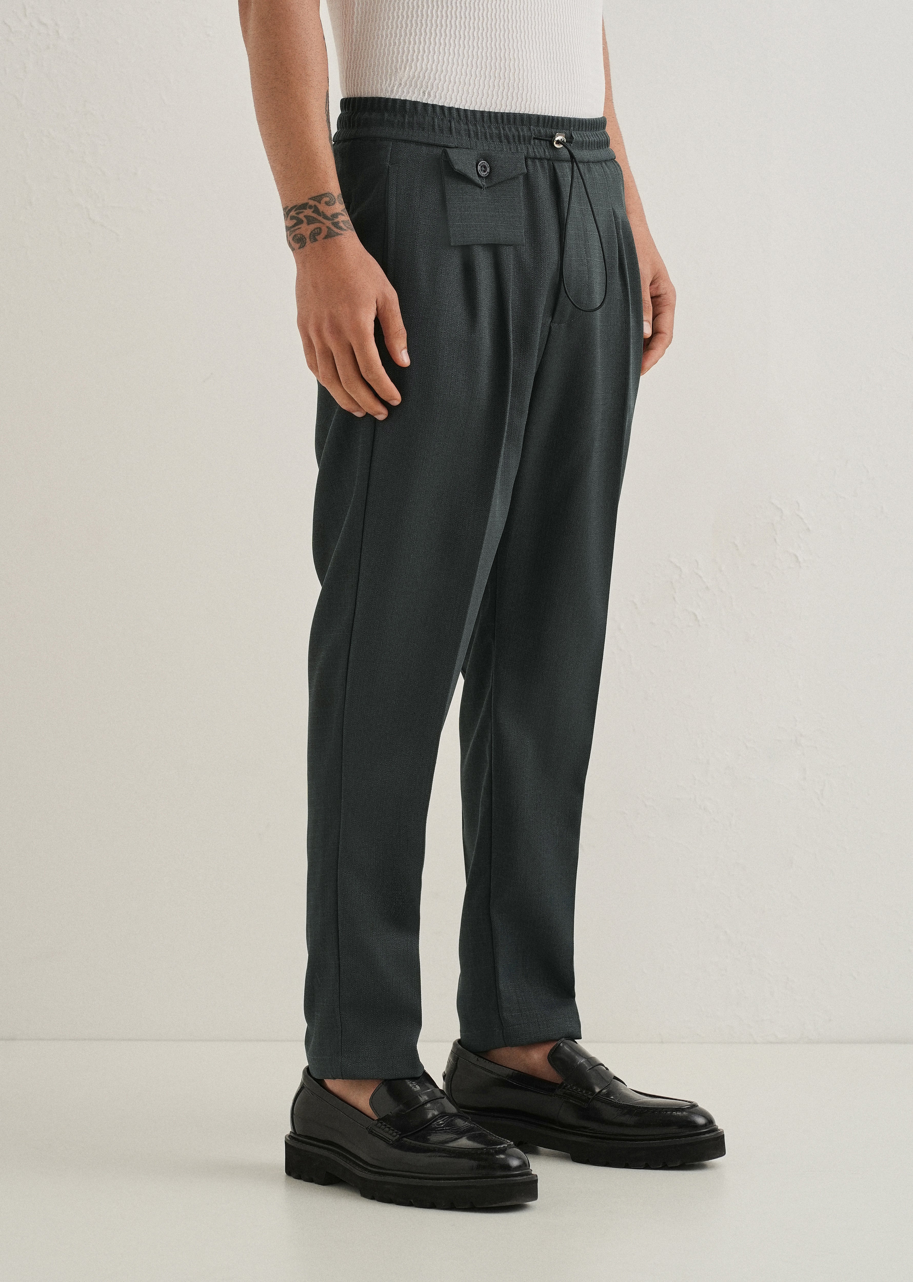 Dark Grey Pleated Korean Pant