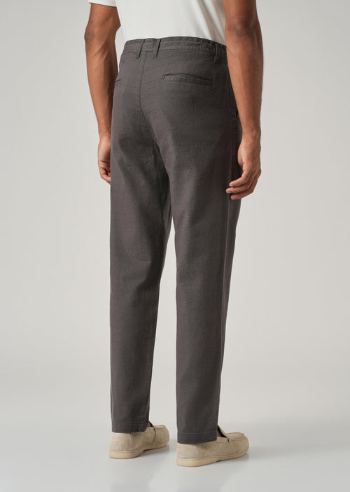 Dark Grey Linen-Look Cotton Trousers