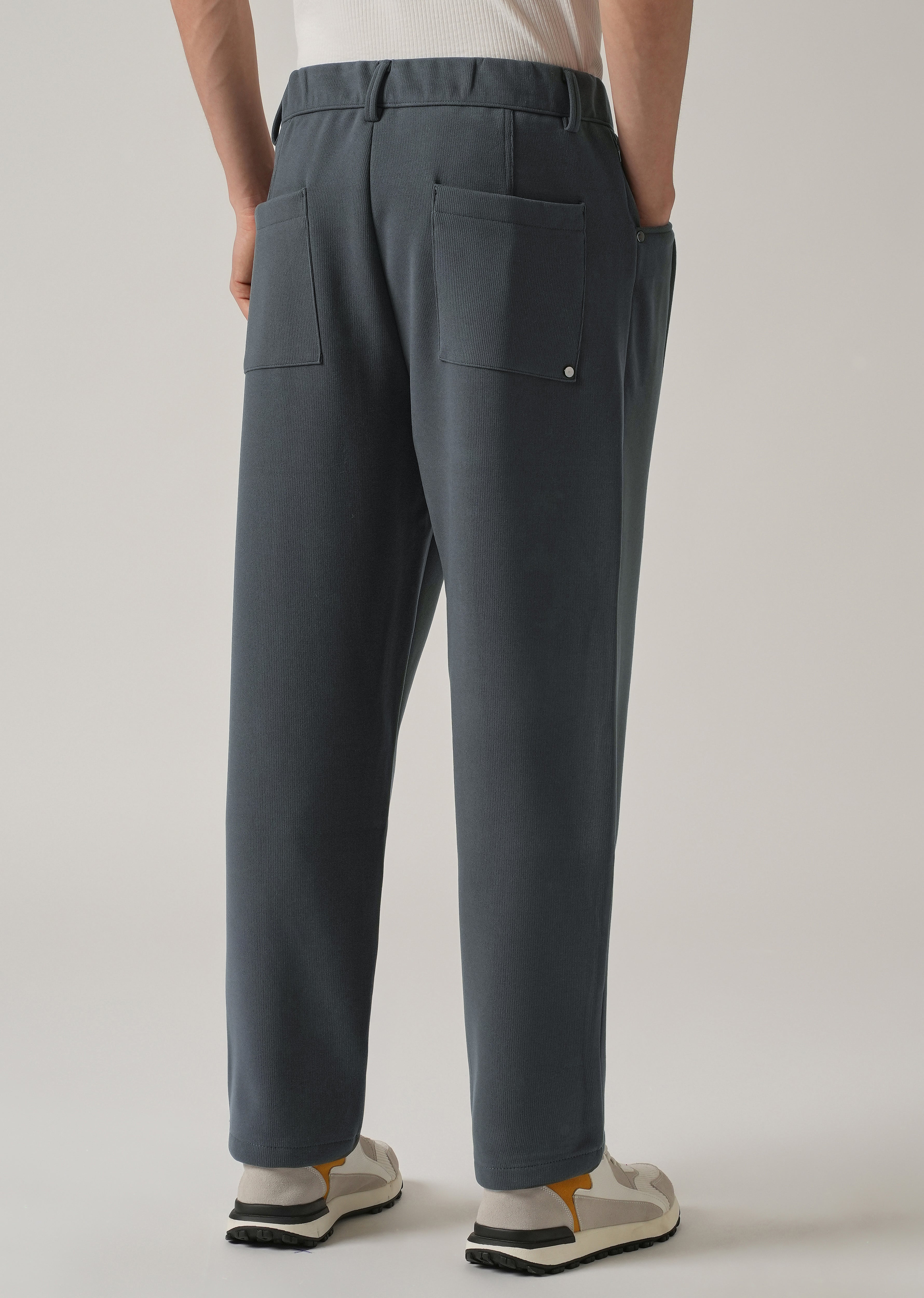 Dark Grey Corduroy Relaxed Fit Drawstring Pant