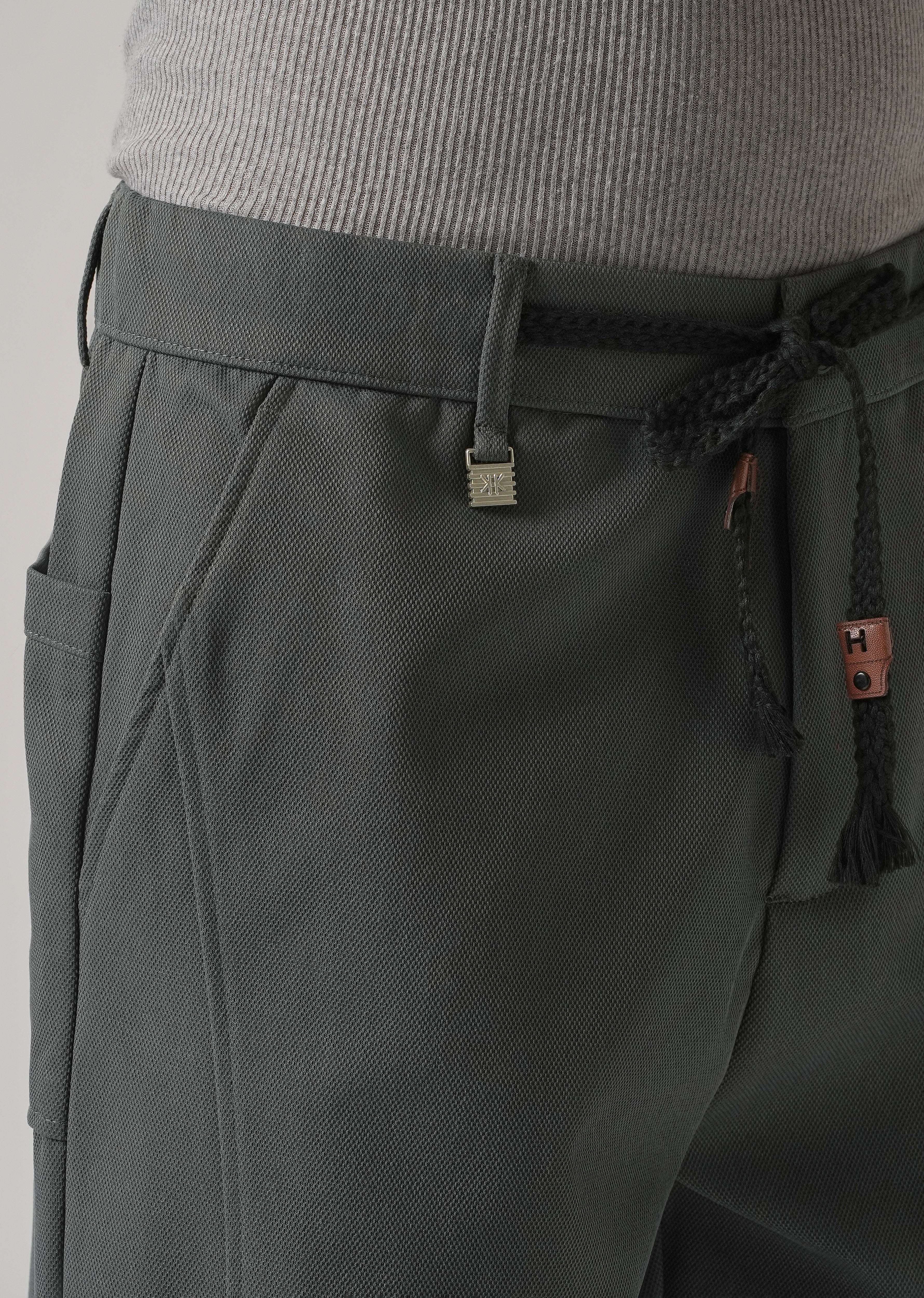 Dark Grey Relaxed Fit Tie Waist Pant