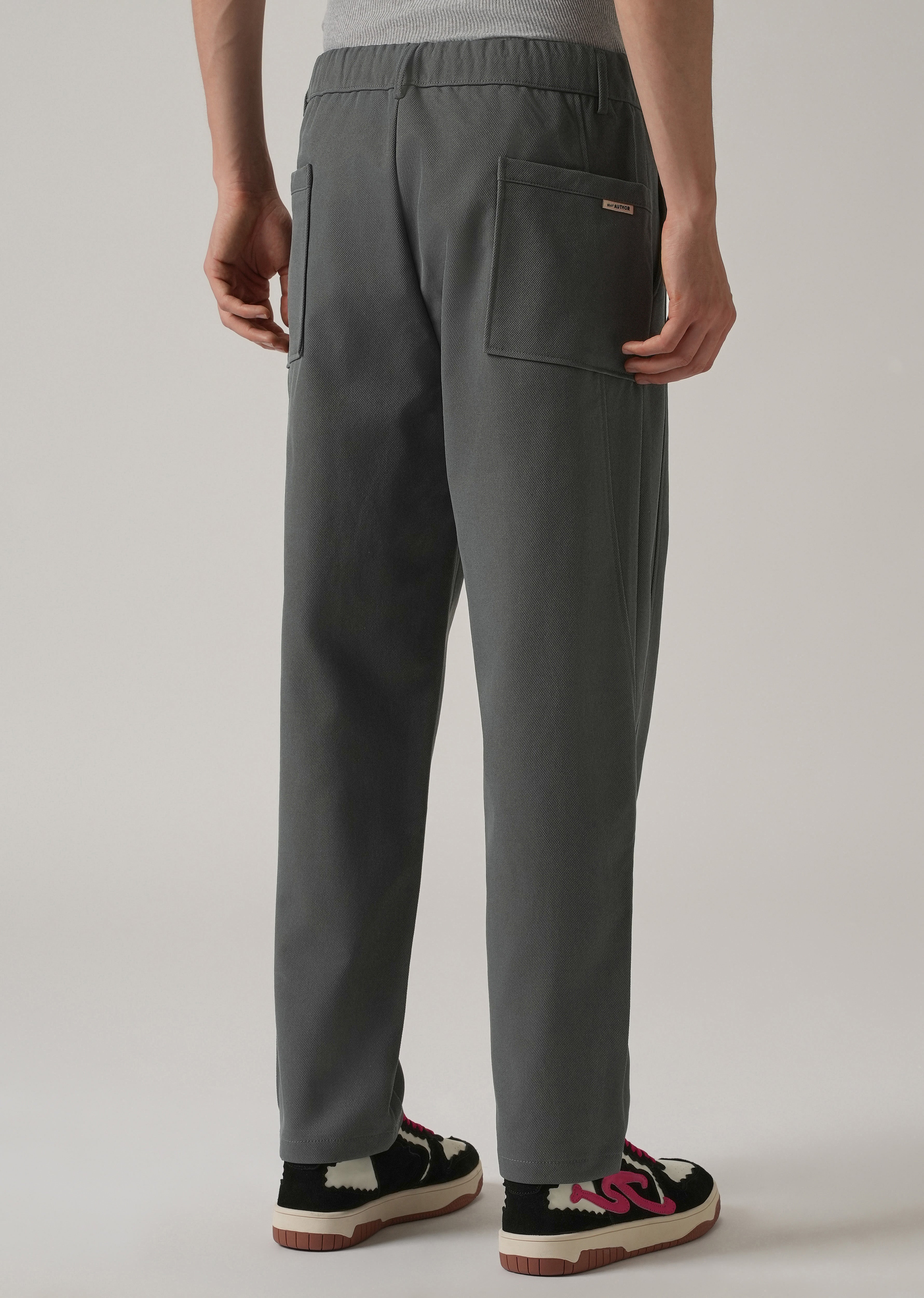 Dark Grey Relaxed Fit Tie Waist Pant