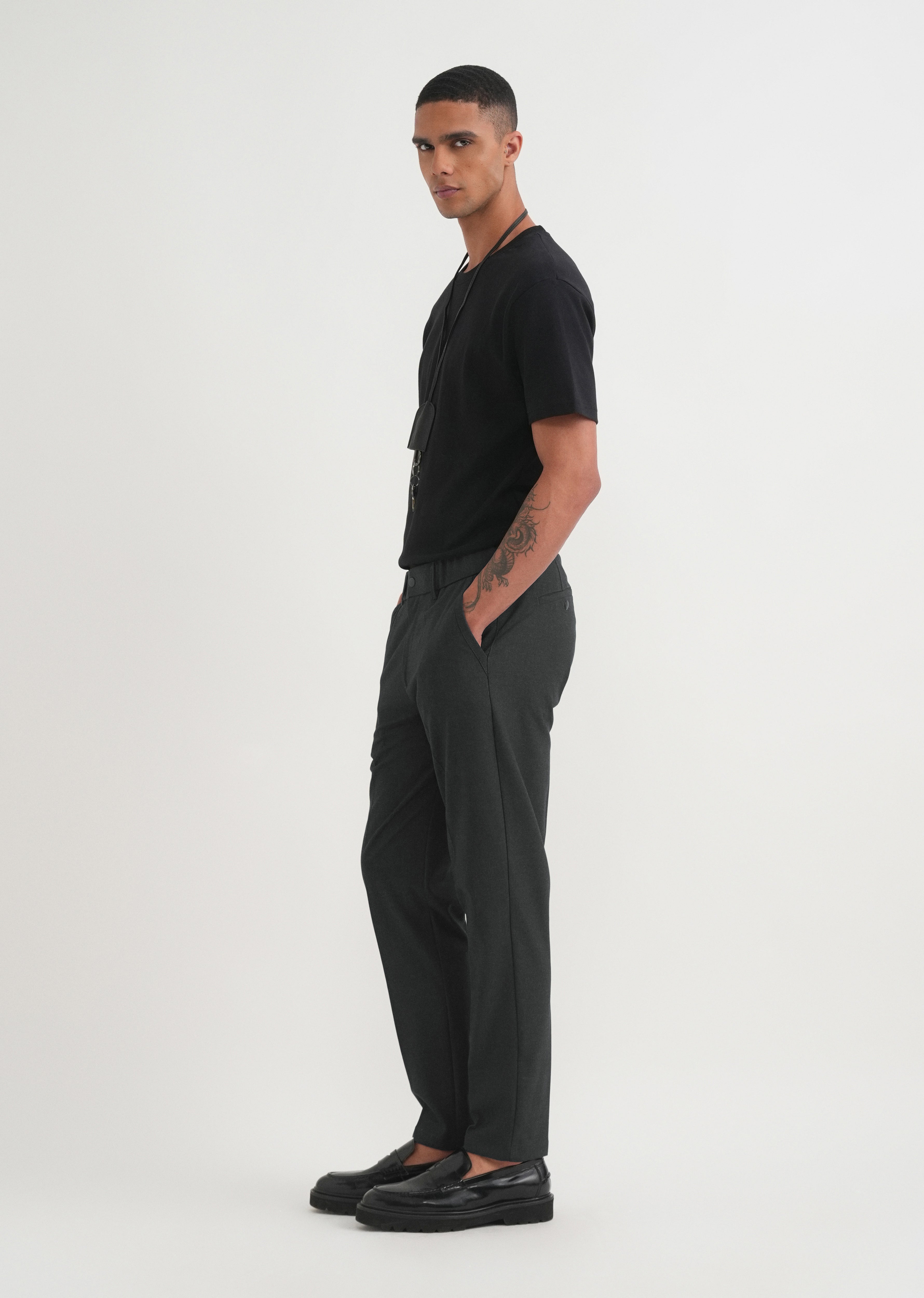 Dark Grey Semi-Elasticated Trouser
