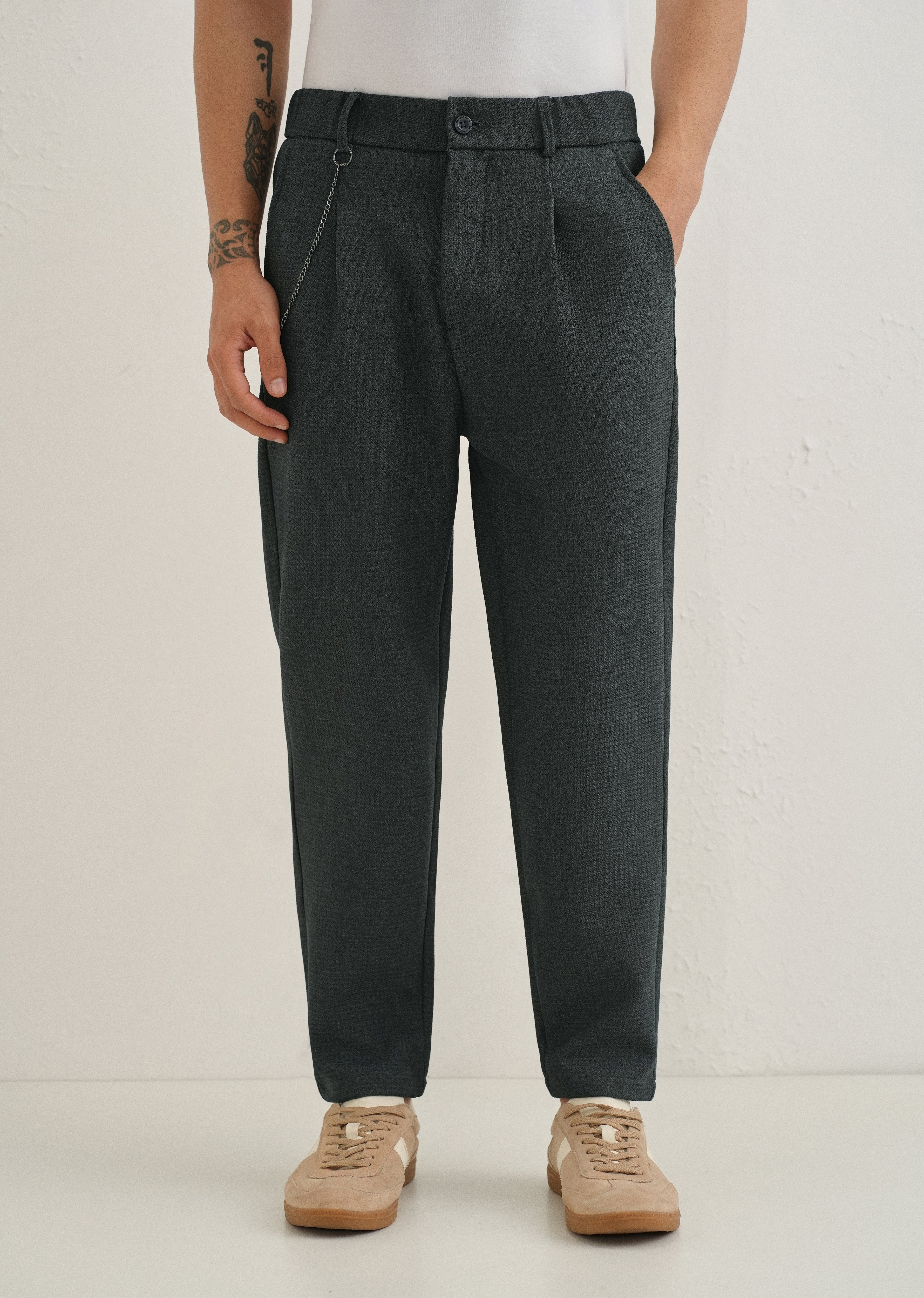 Dark Grey Textured Korean Pant