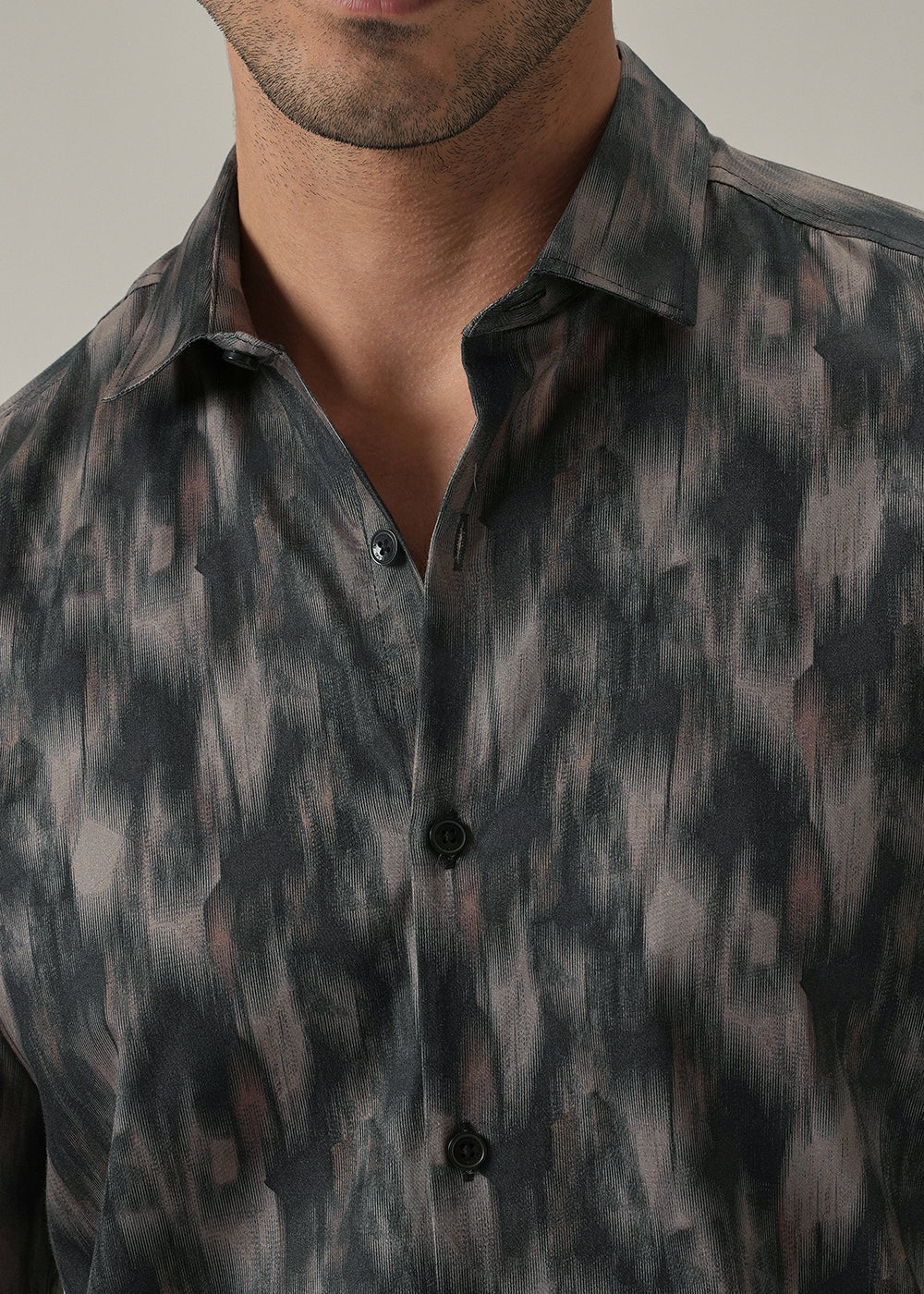 Dark Grey Textured Print Shirt