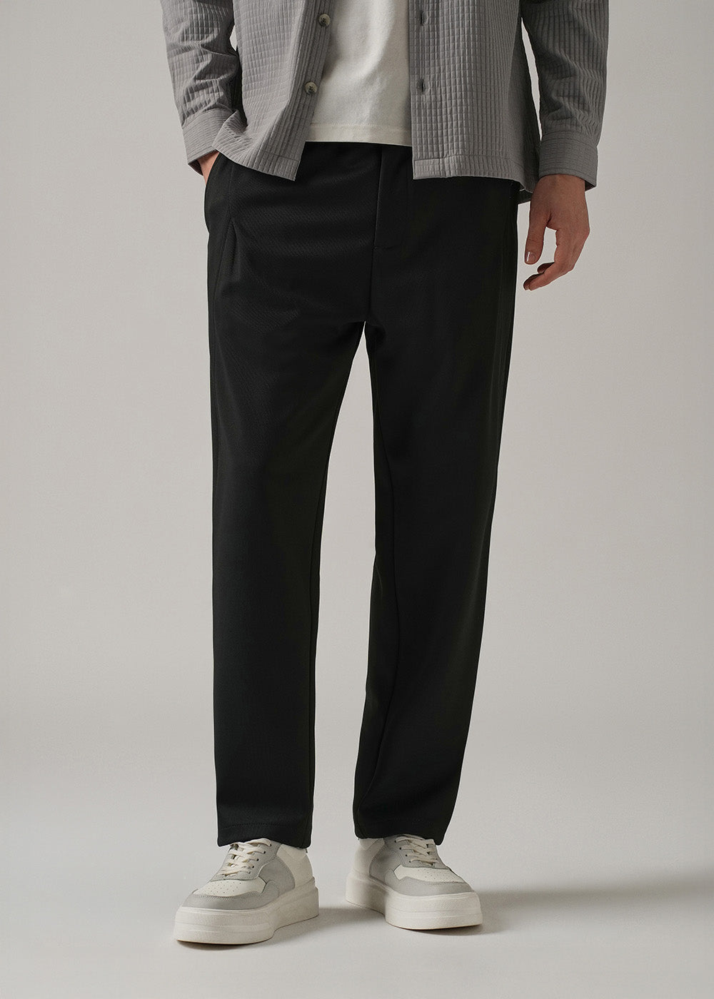 Dark Grey Textured Stretch Pant