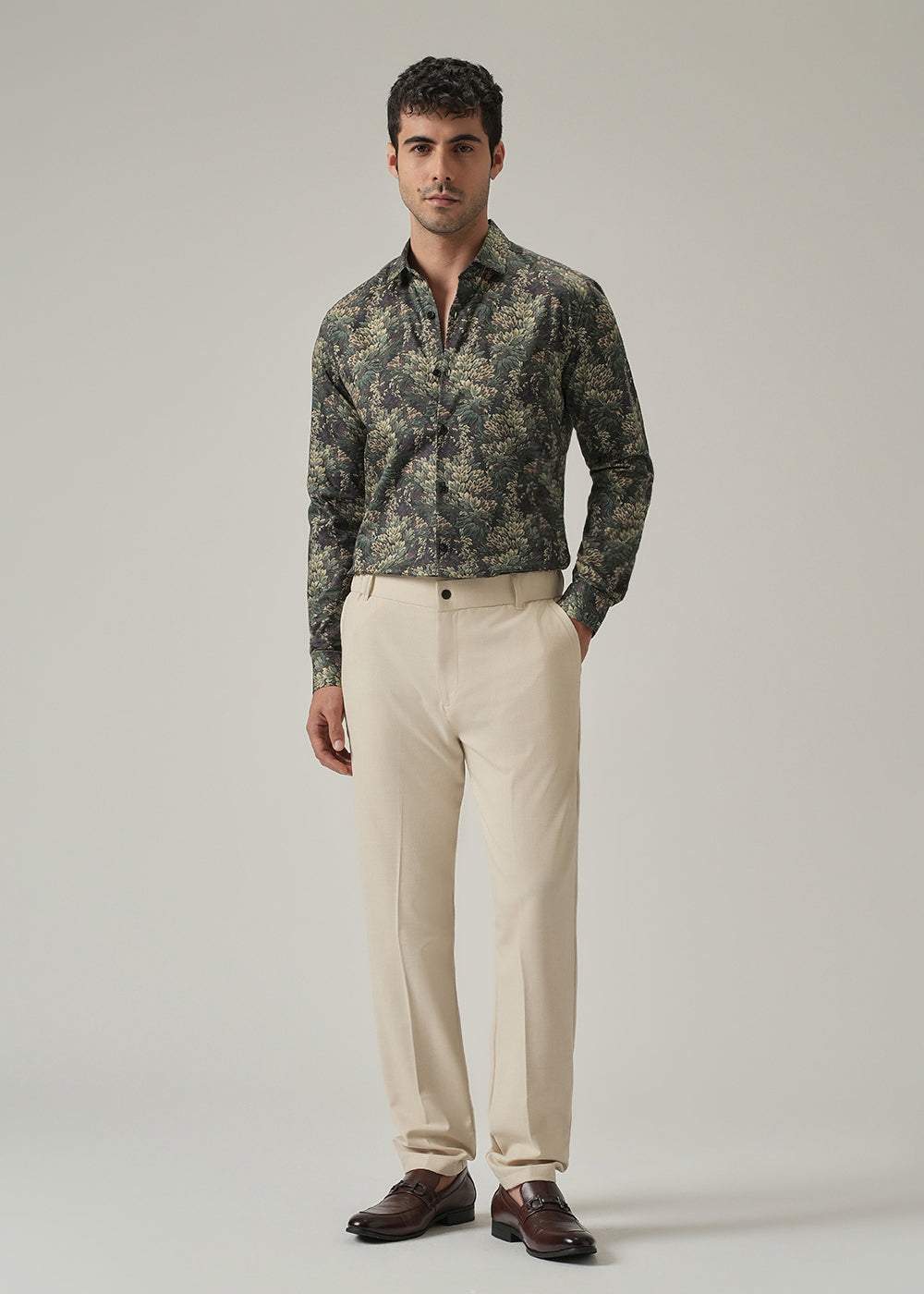 Dark Leaf Print Shirt