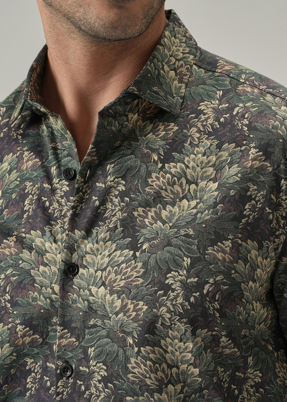 Dark Leaf Print Shirt