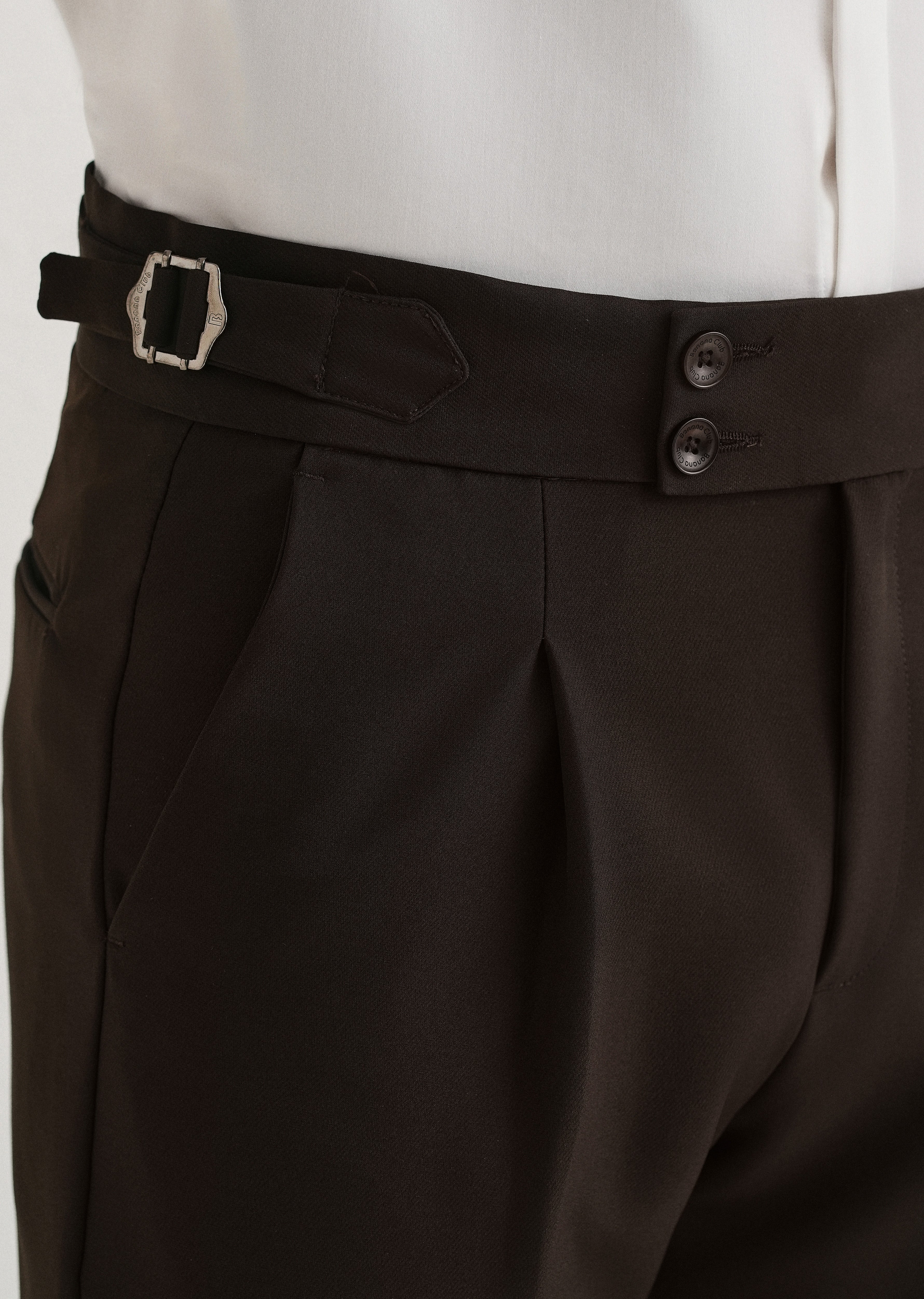 Dark Olive Brown Pleated Gurkha Pant