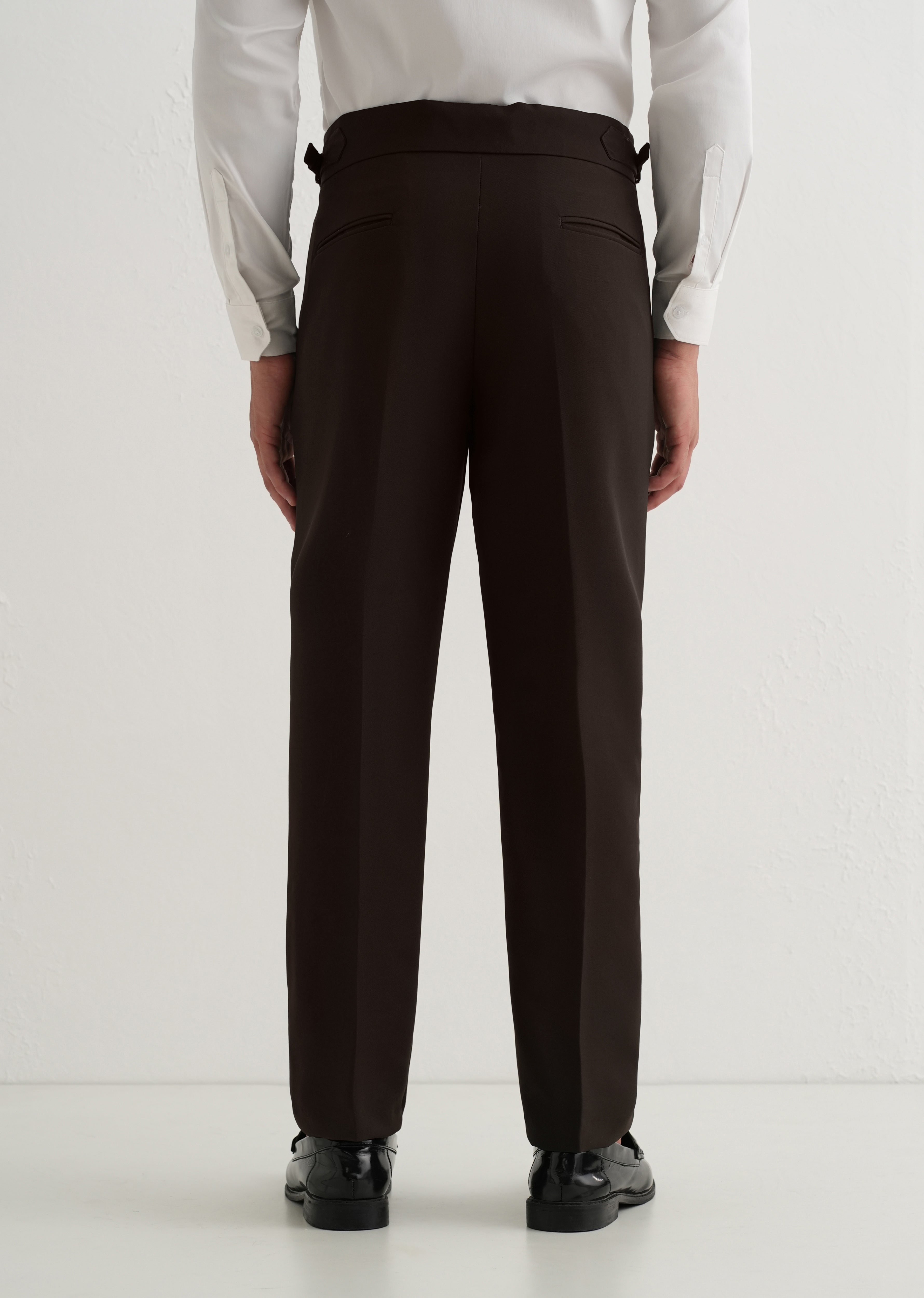 Dark Olive Brown Pleated Gurkha Pant