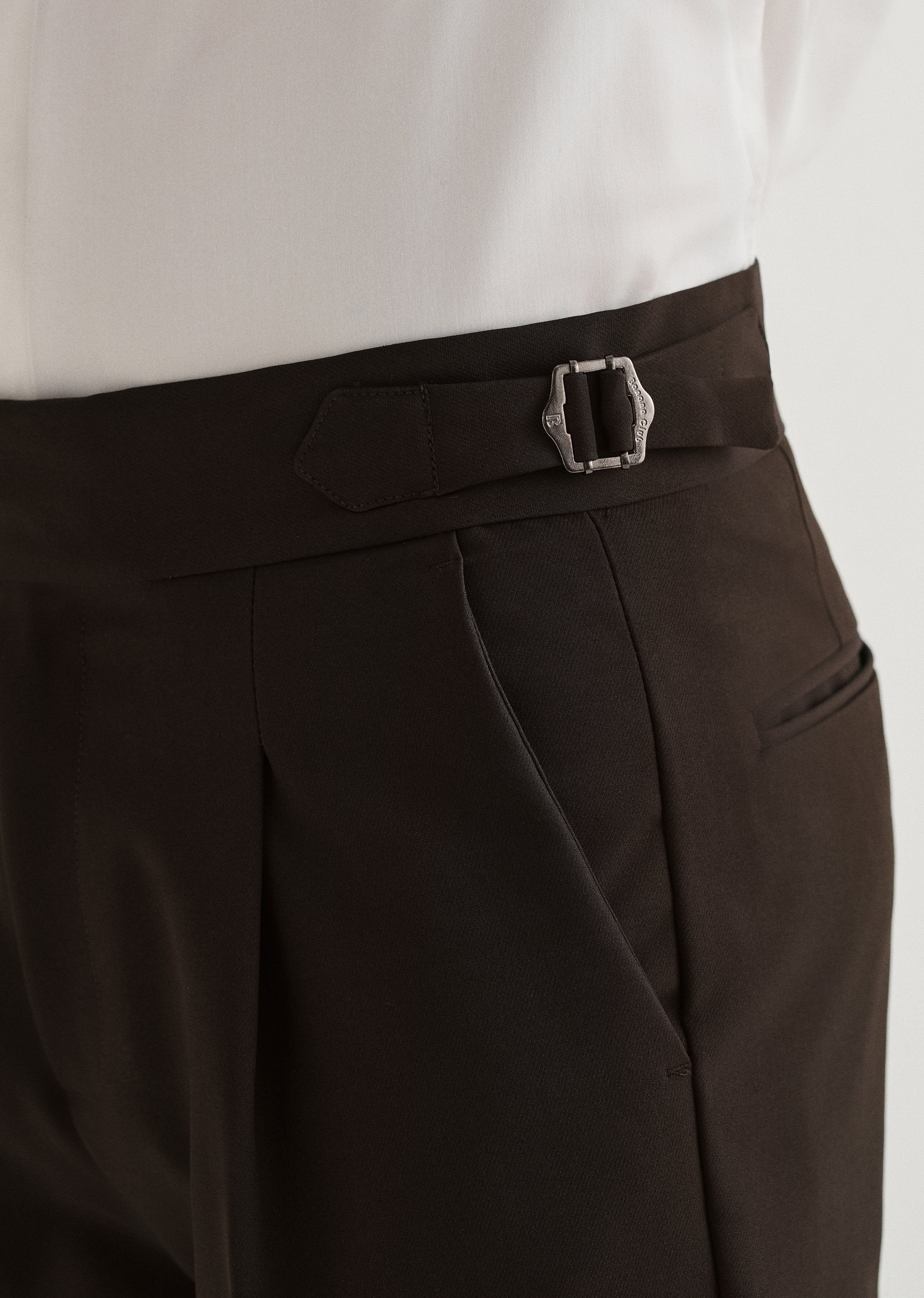 Dark Olive Brown Pleated Gurkha Pant