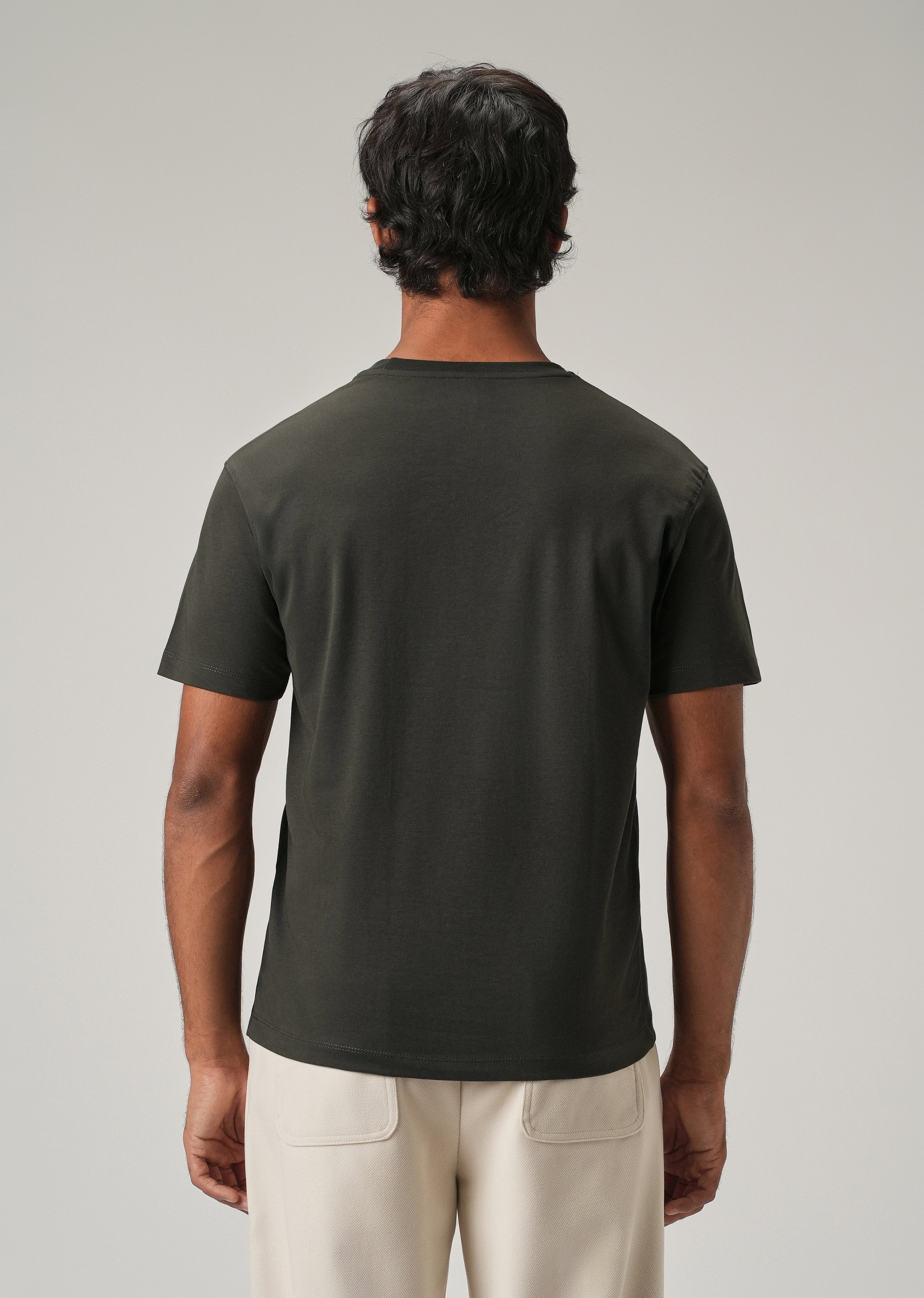 Dark Olive Chest Embroidered Slim Fit T-Shirt