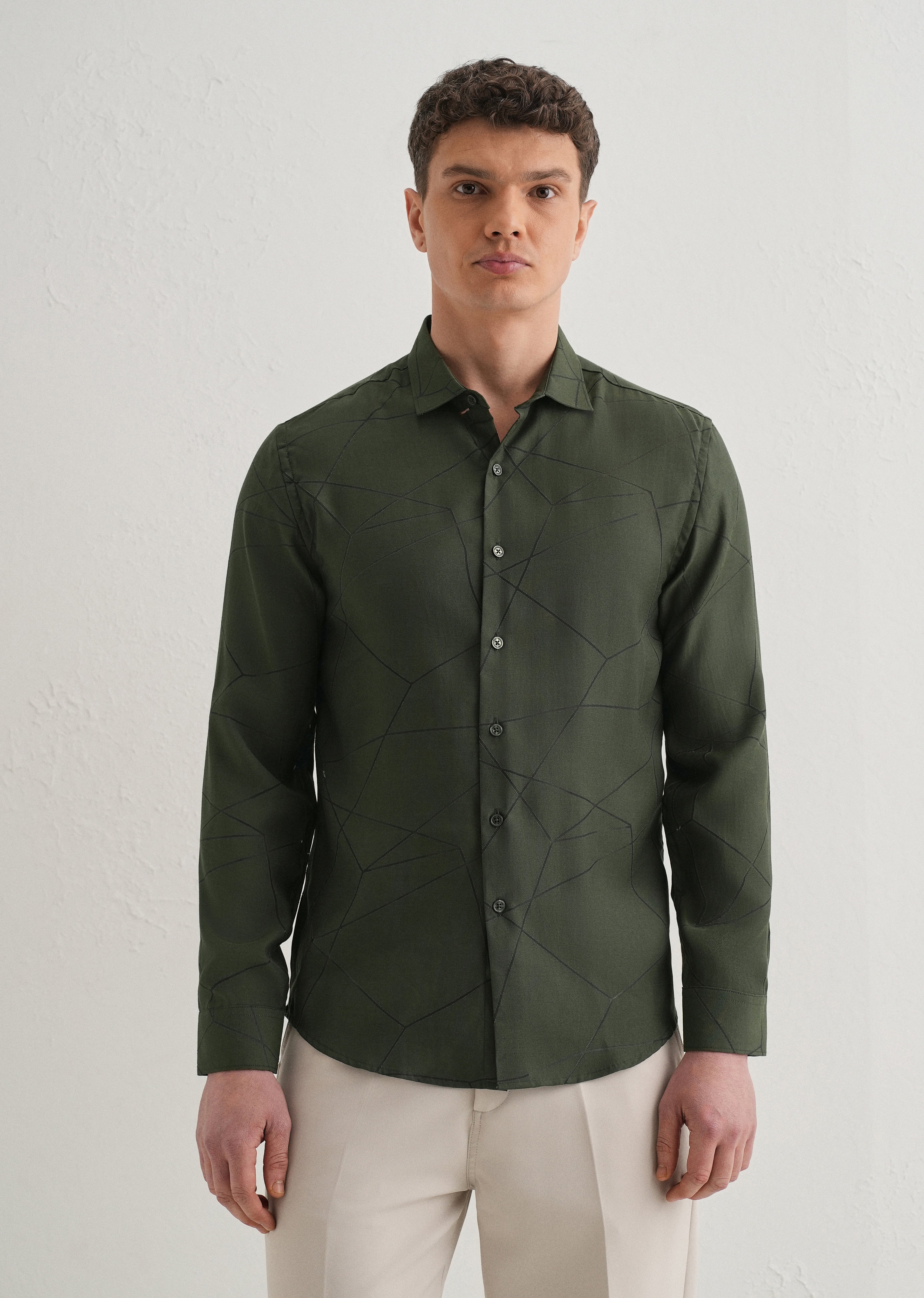 Dark Olive Laser Cut Shirt