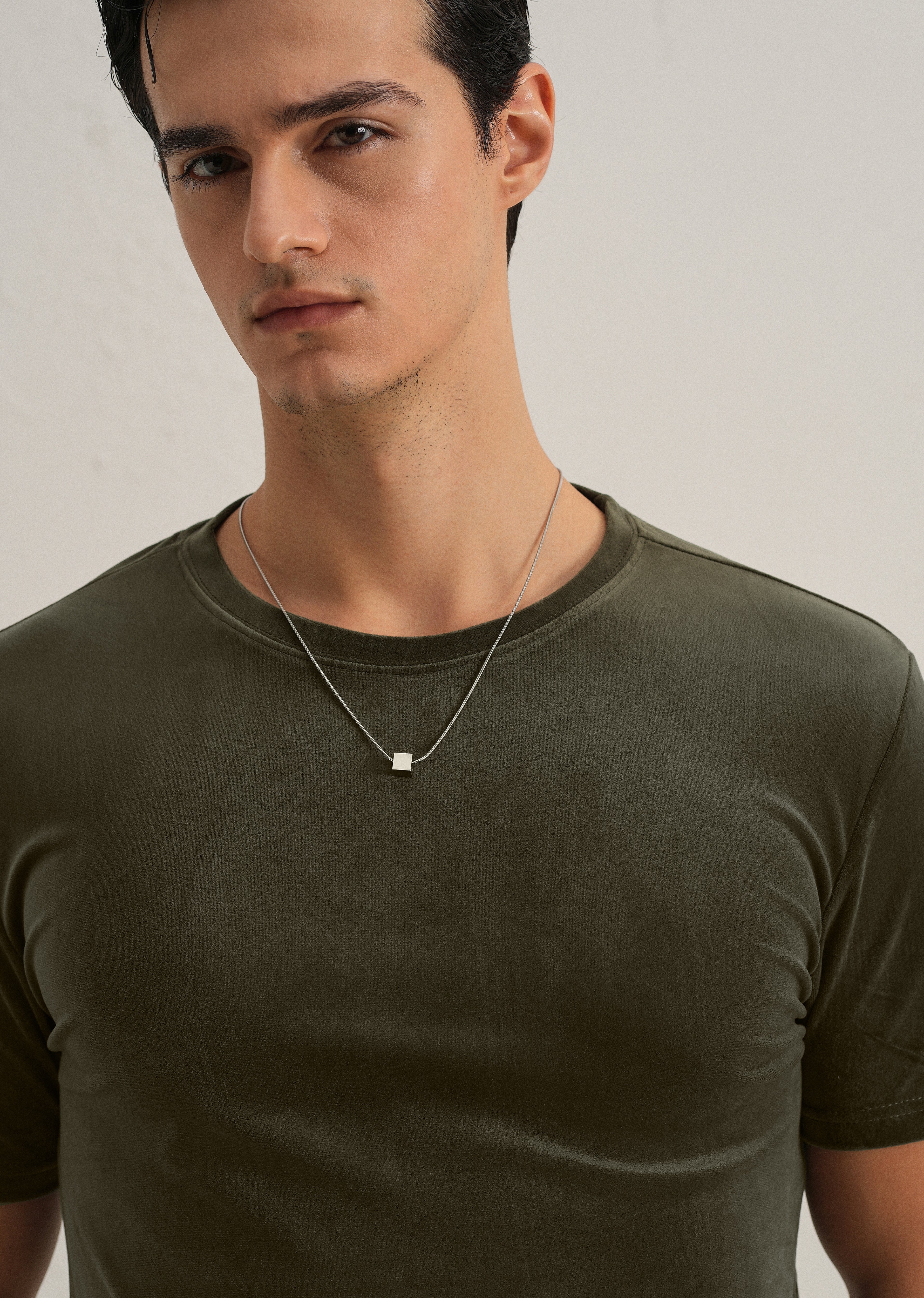 Dark Olive Plain Suede T-shirt