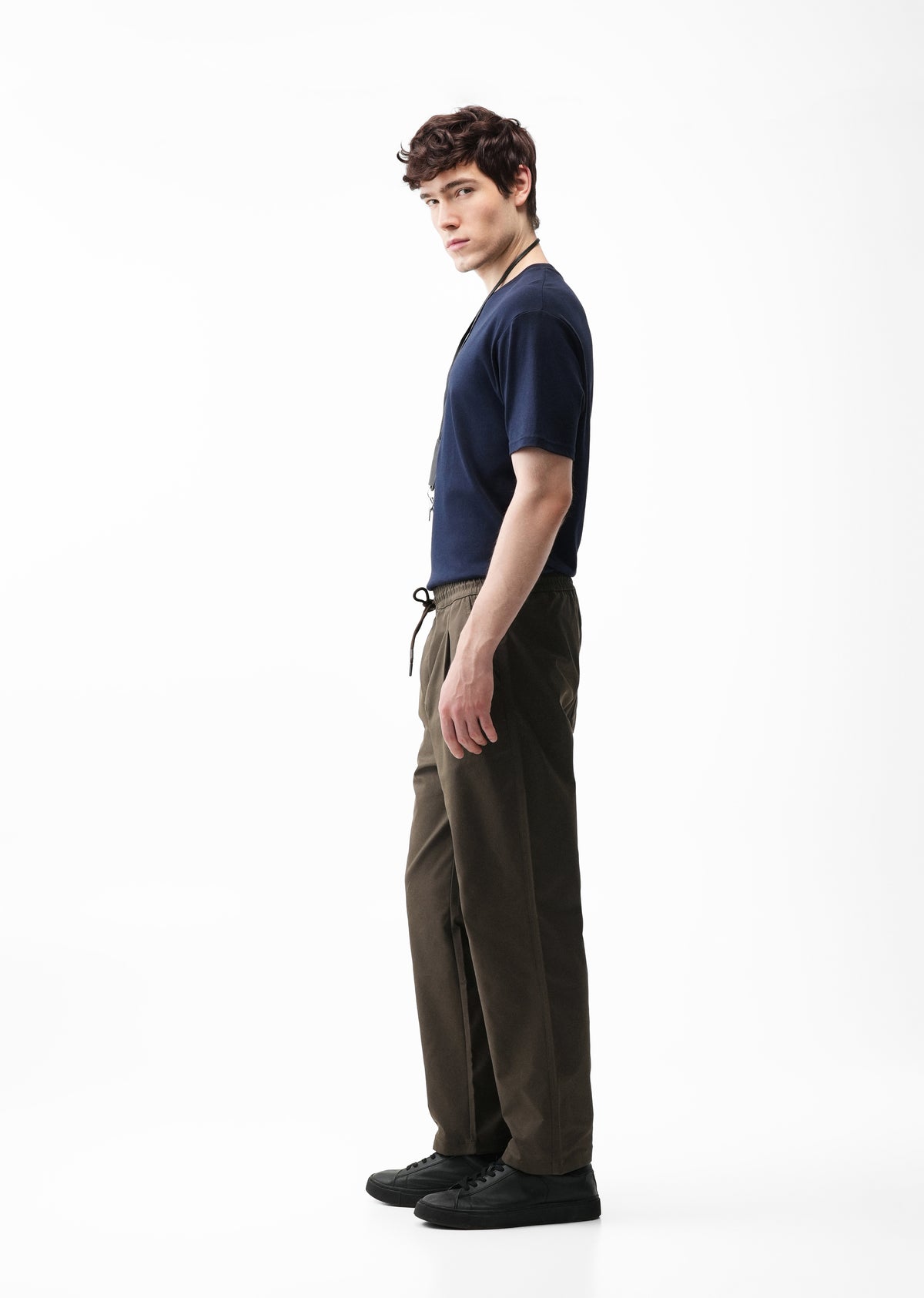 Dark Olive Relaxed Drawstring Trouser