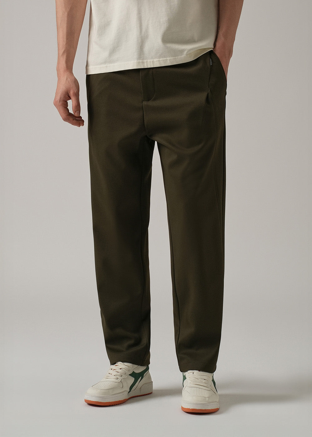 Dark Olive Textured Stretch Pant