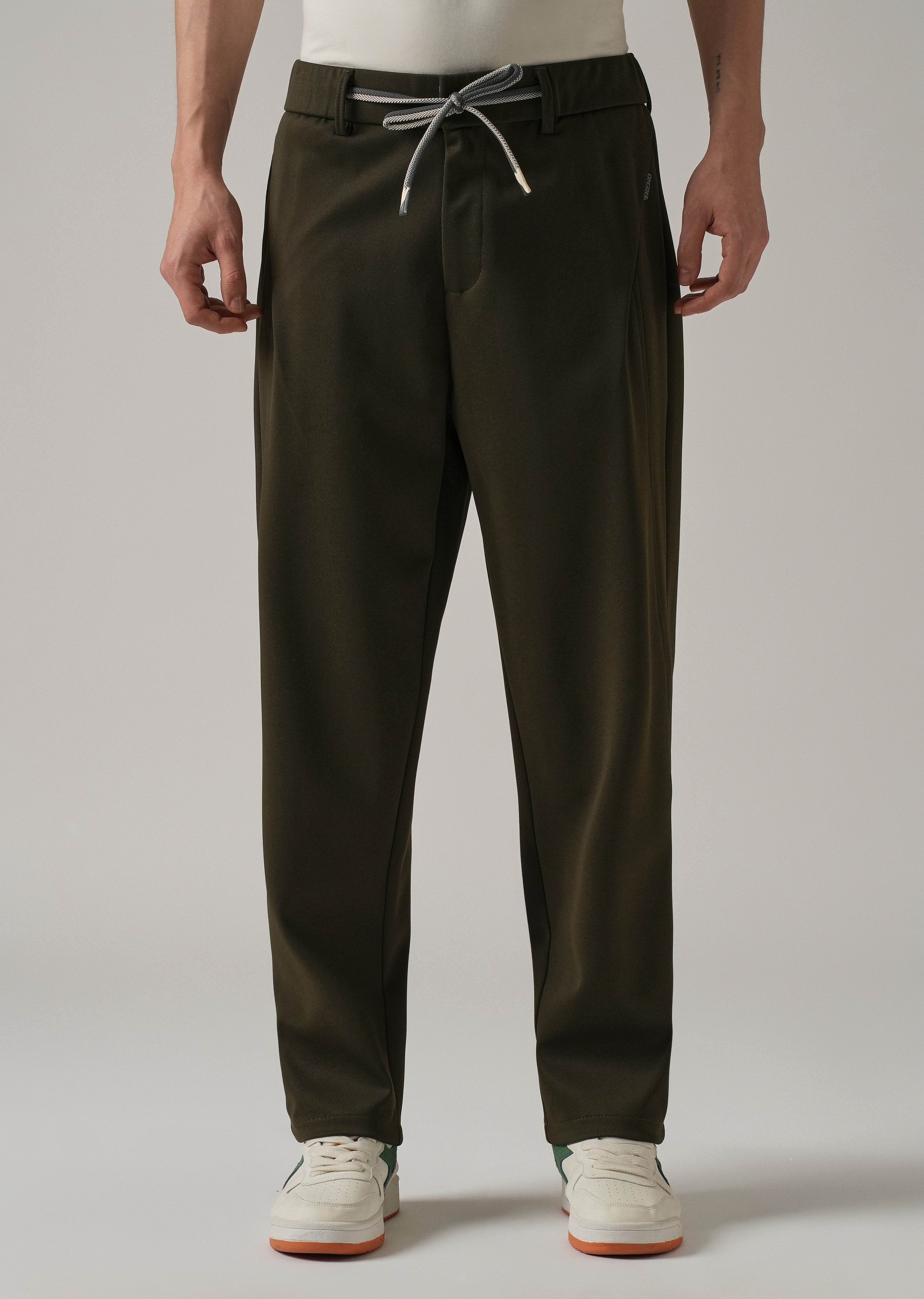 Dark Olive Textured Stretch Pant