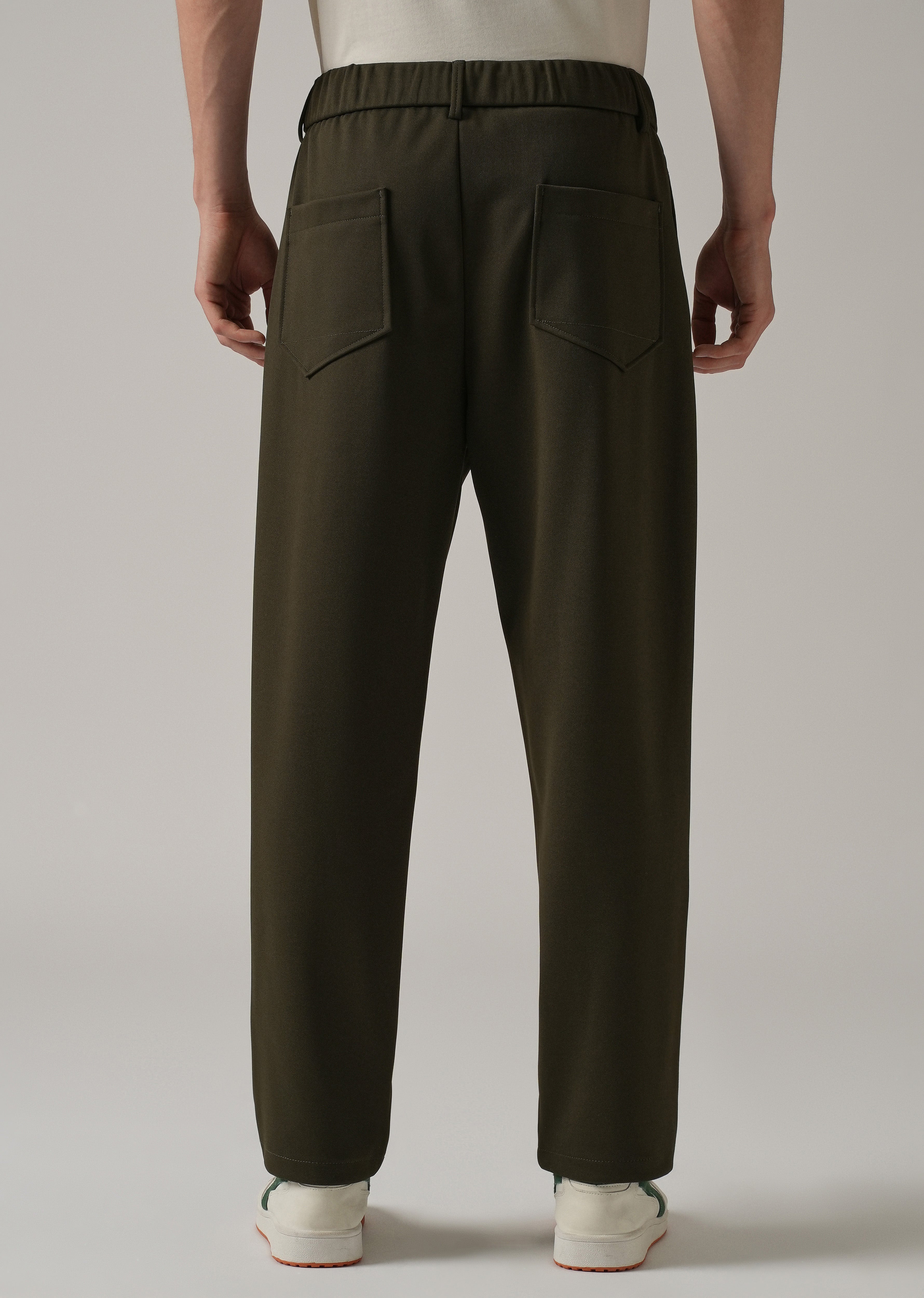 Dark Olive Textured Stretch Pant