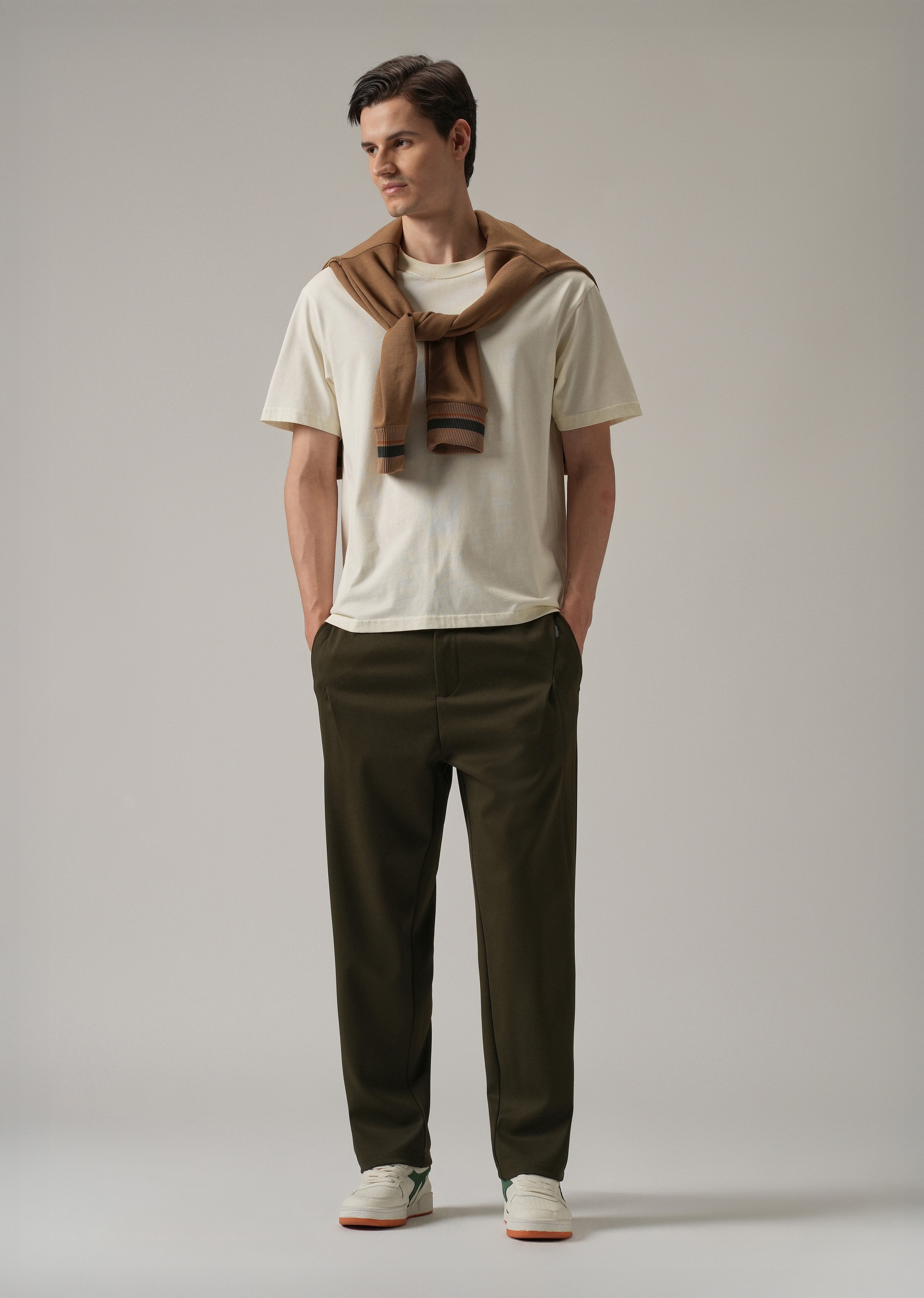Dark Olive Textured Stretch Pant