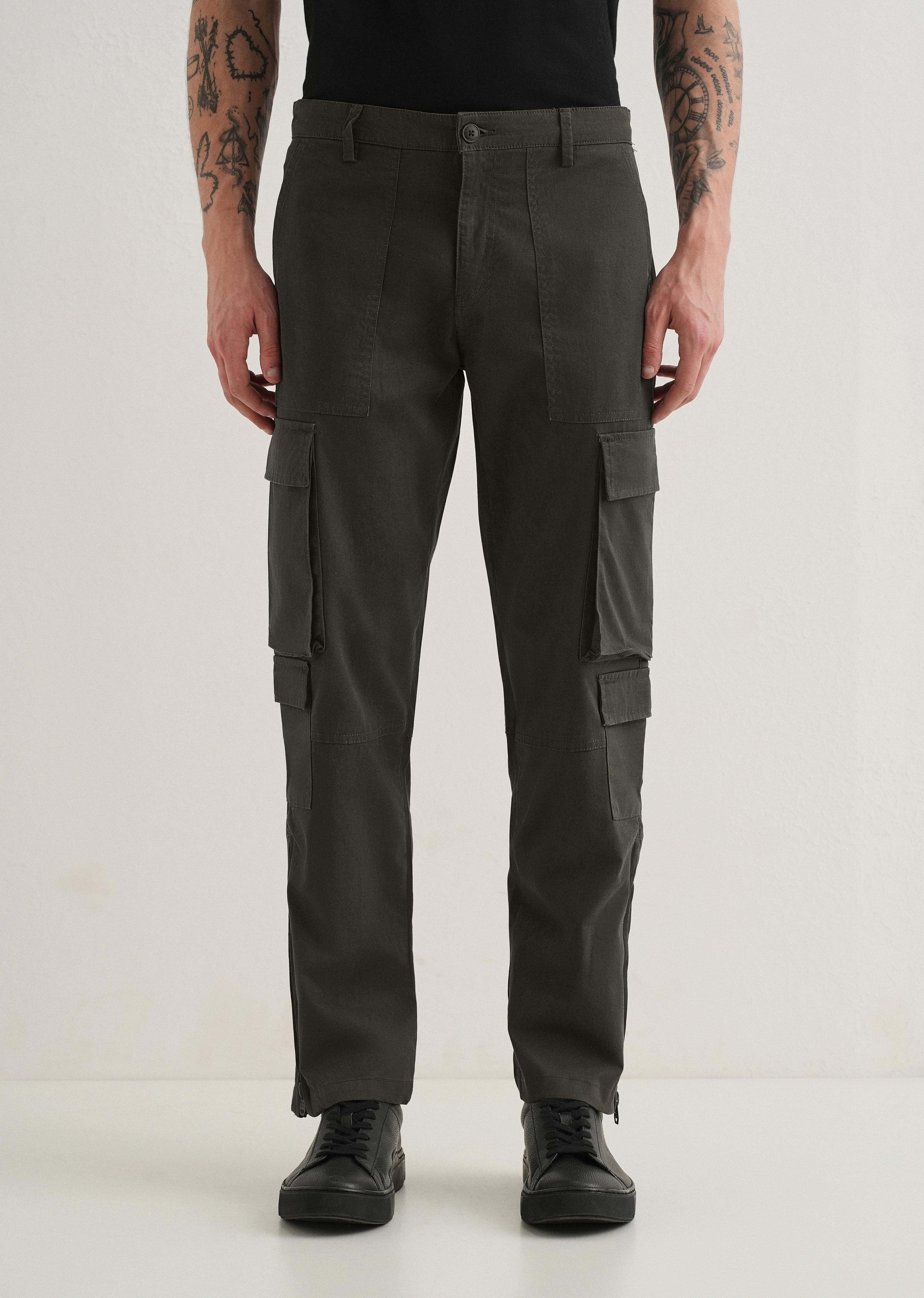 Dark Olive Zipper Cargo Pant