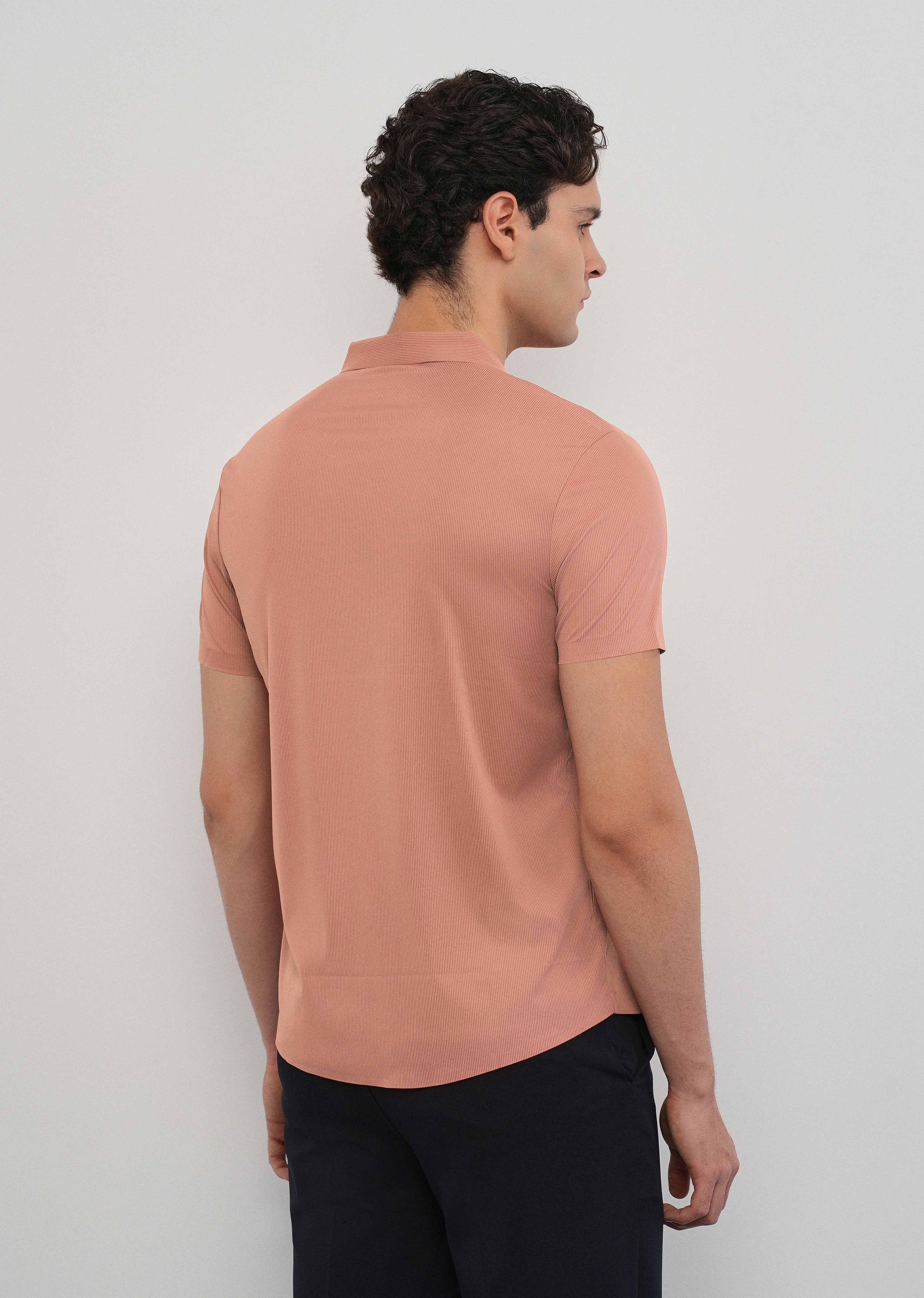 Dark Peach Stitchless Stripe Shirt