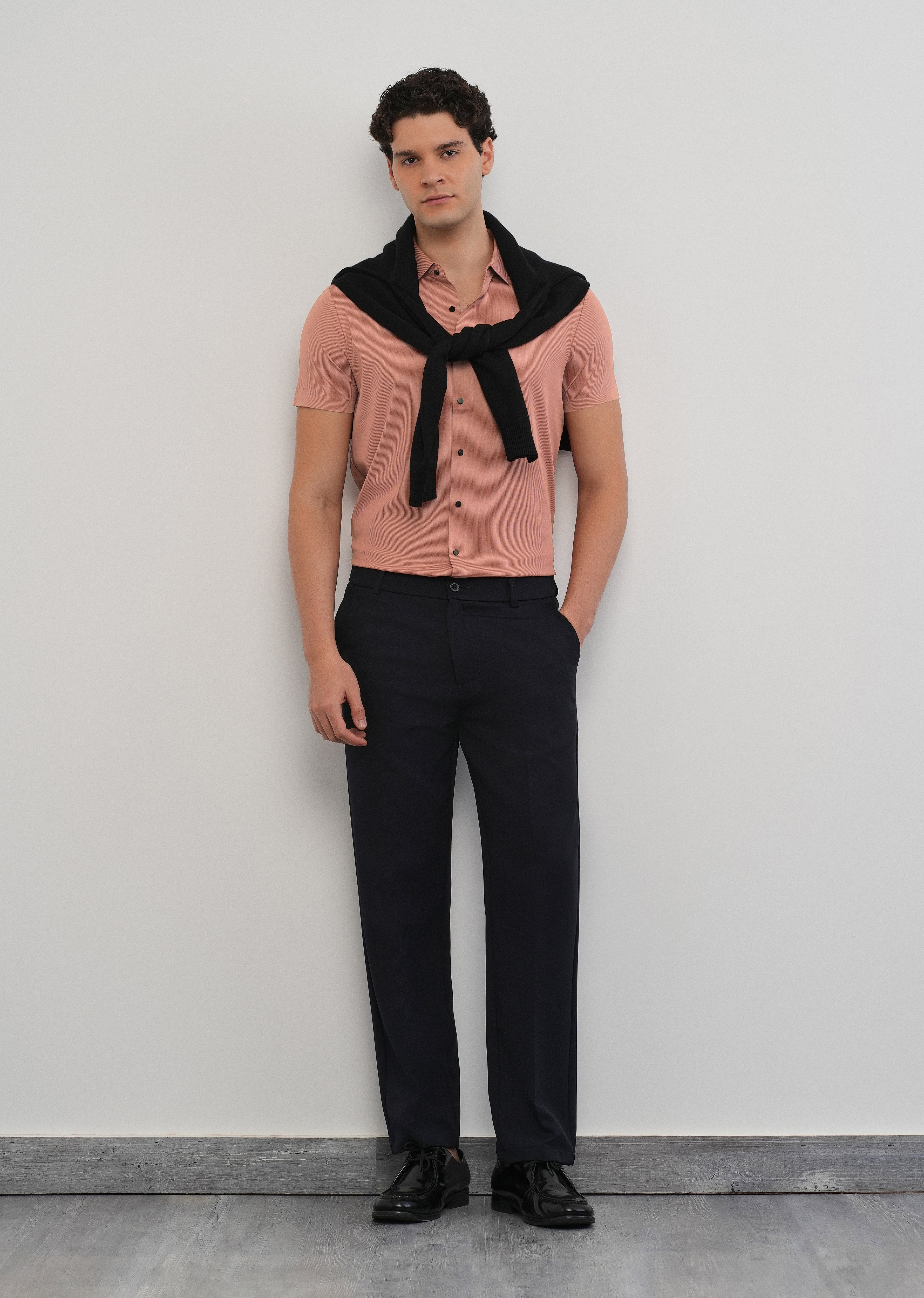 Dark Peach Stitchless Stripe Shirt