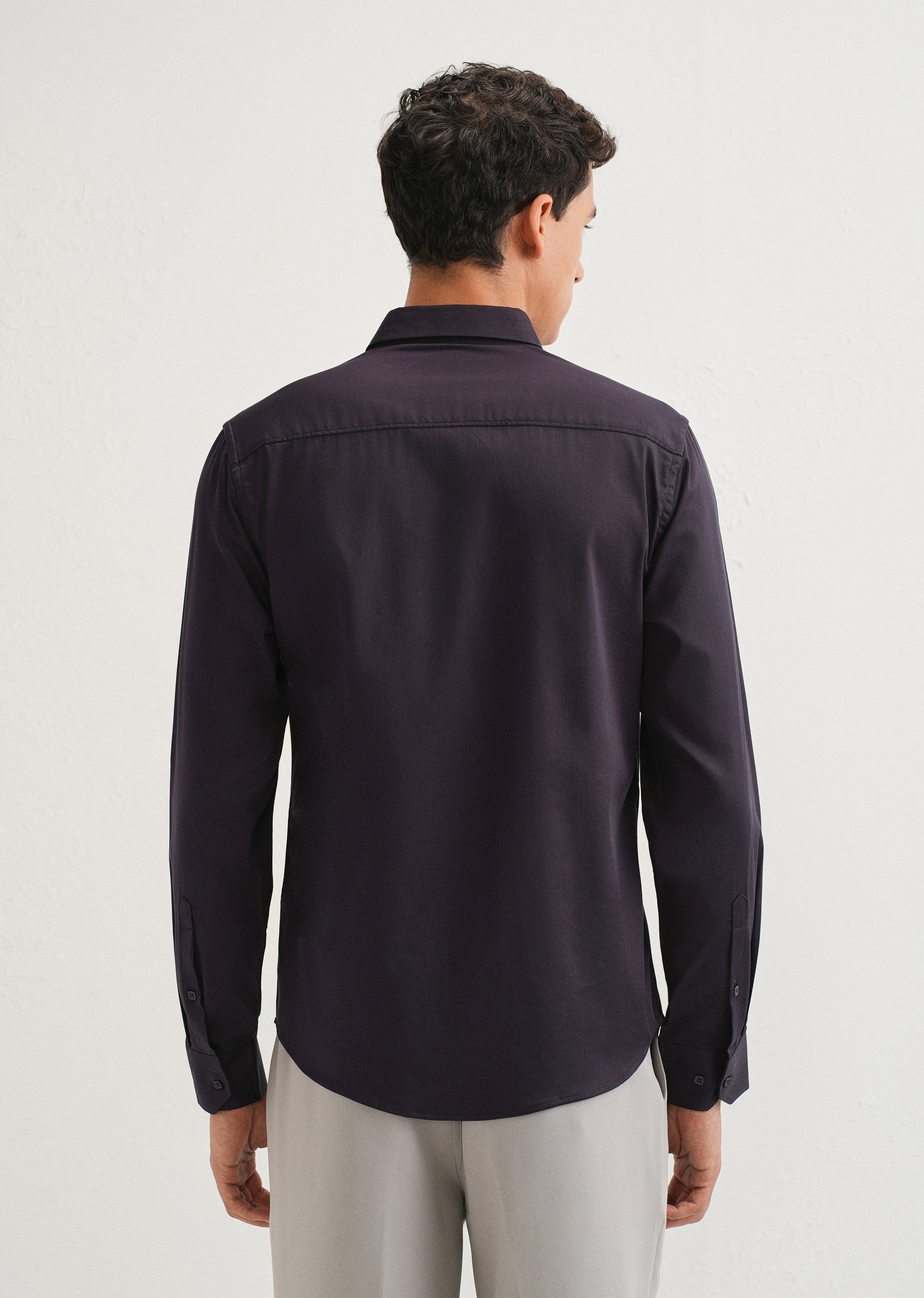 Dark Purple Front Panel Open Pleat shirt