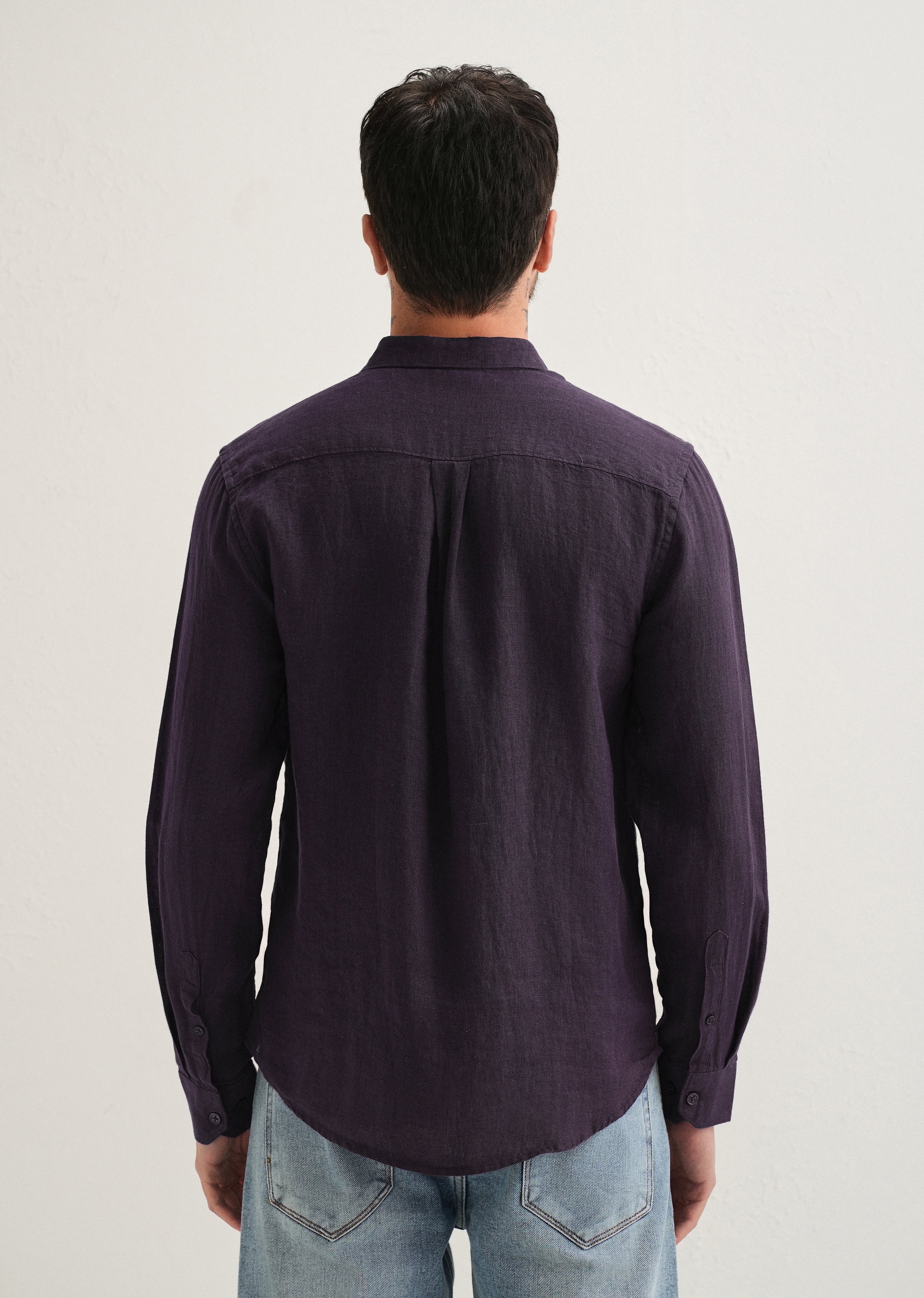 Dark Purple Pure Linen Shirt