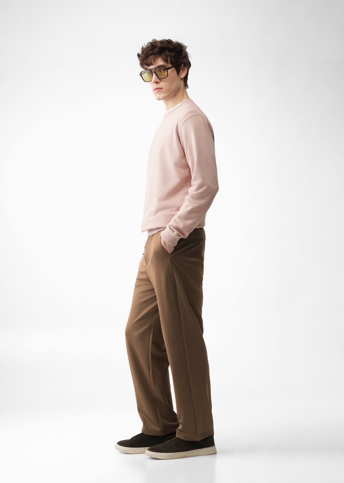 Dark Tan Elasticated Regular Fit Pant