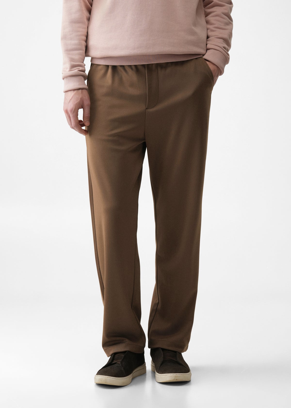 Dark Tan Elasticated Regular Fit Pant