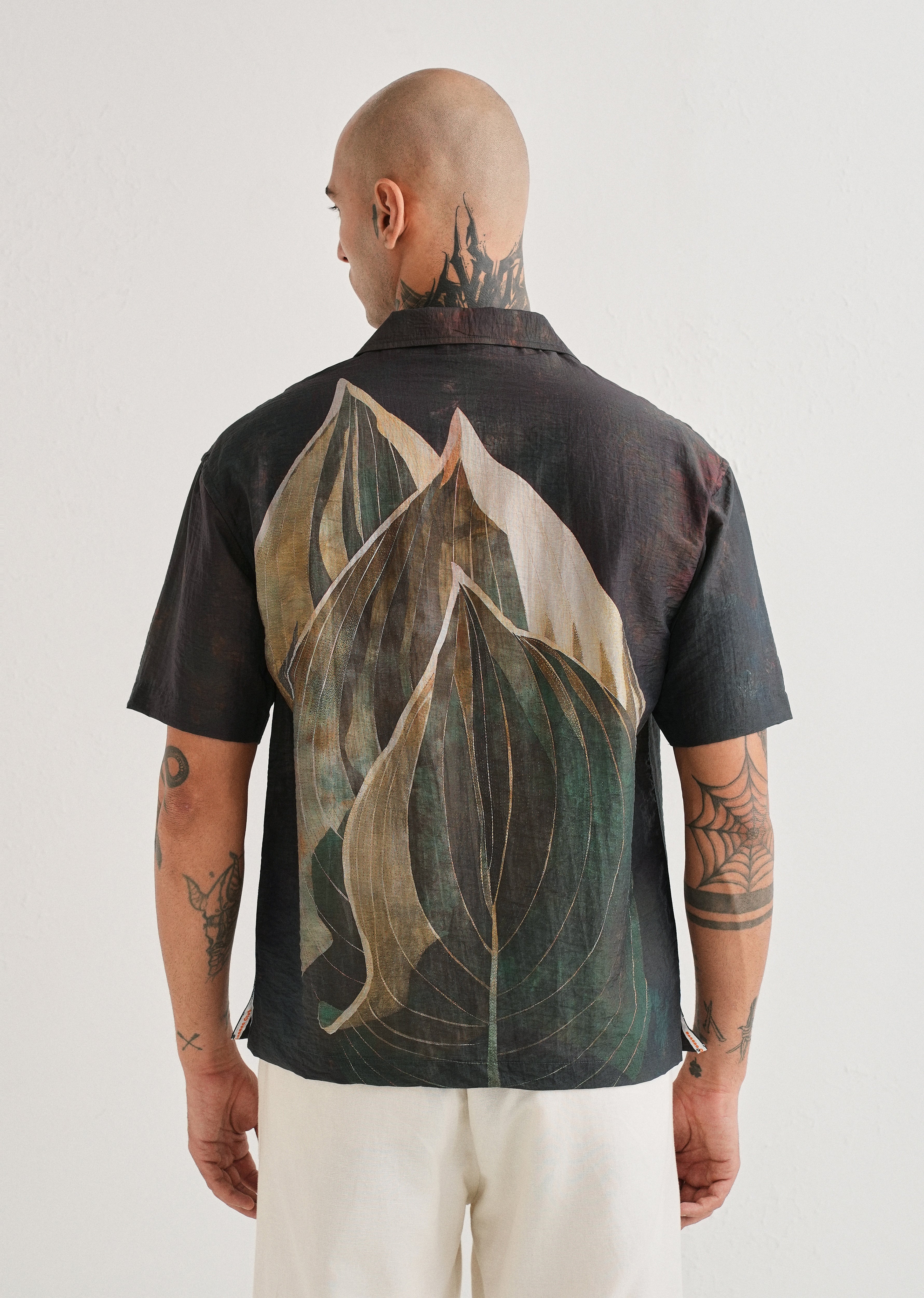 Dark Tropical Placement Print Shirt