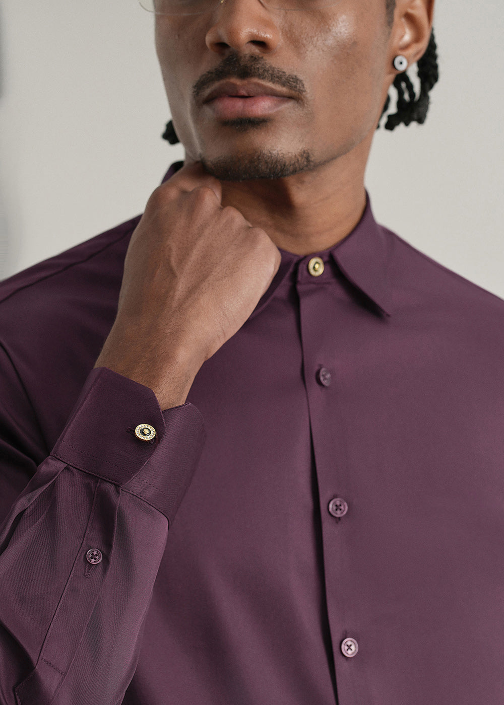 Dark Wine Plain Stitchless Placket Shirt