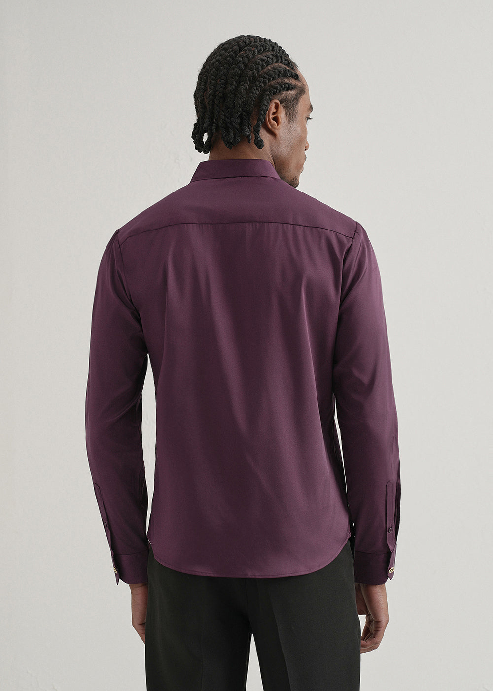 Dark Wine Plain Stitchless Placket Shirt