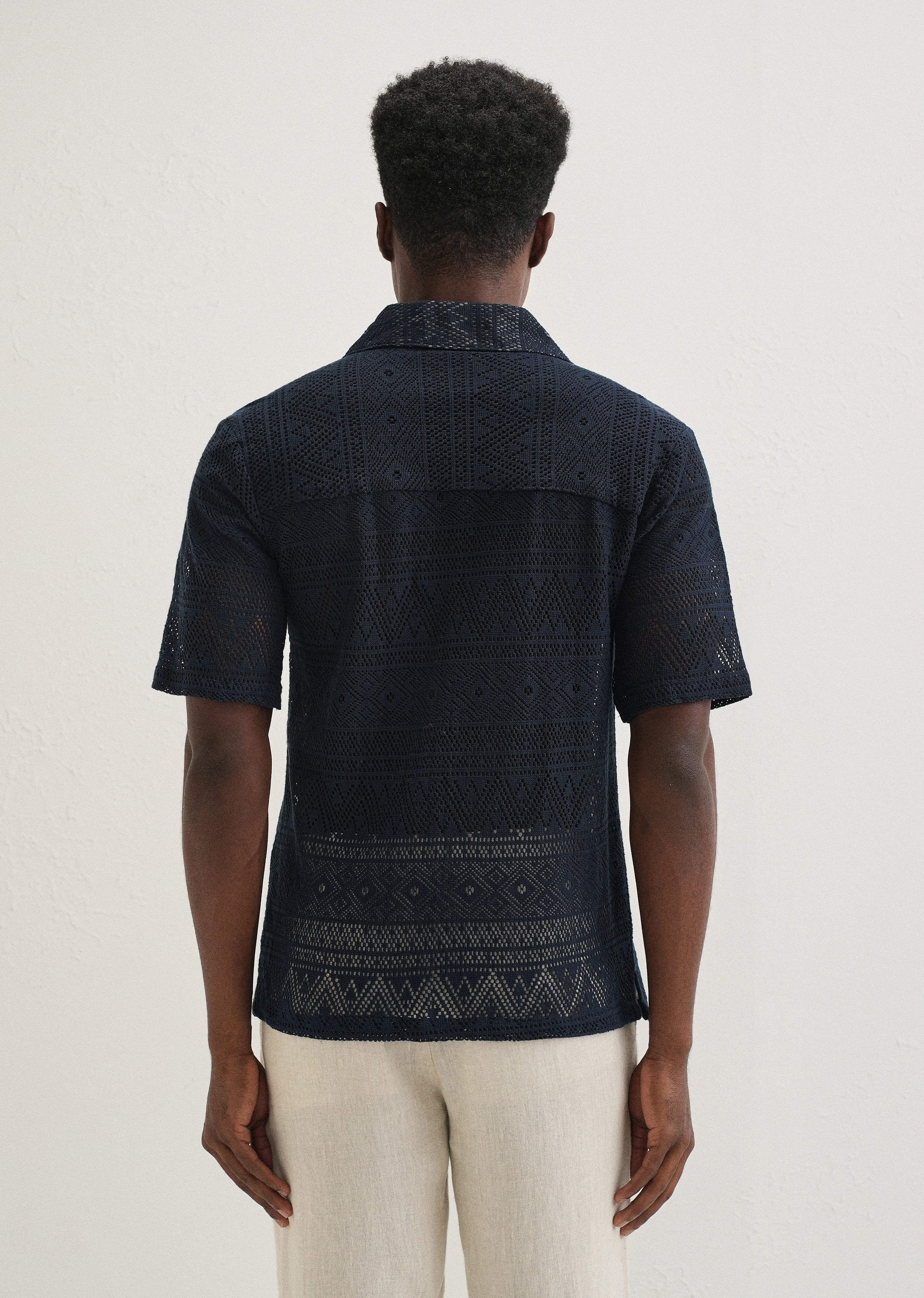 Dark Blue Crochet Shirt