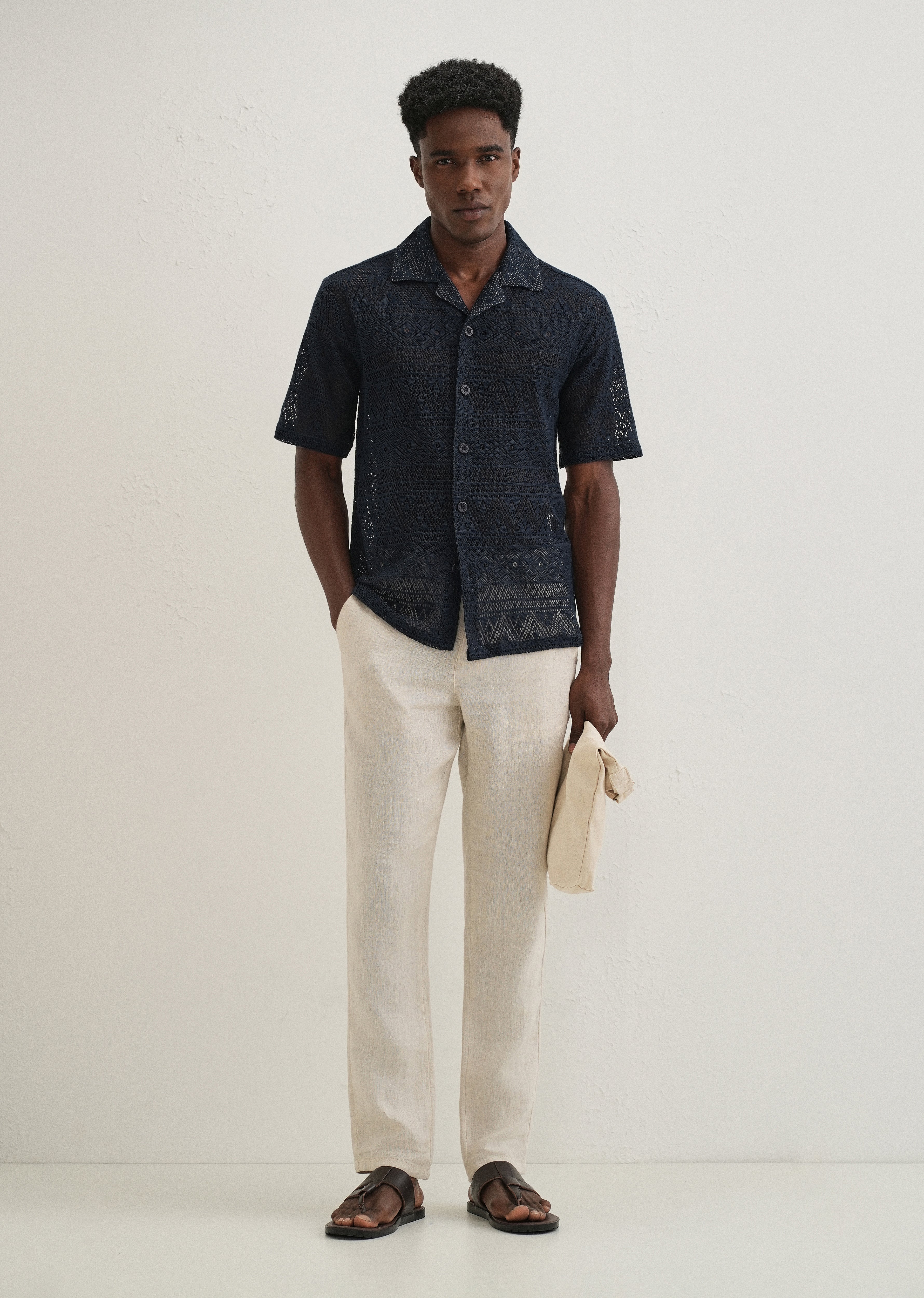Dark Blue Crochet Shirt
