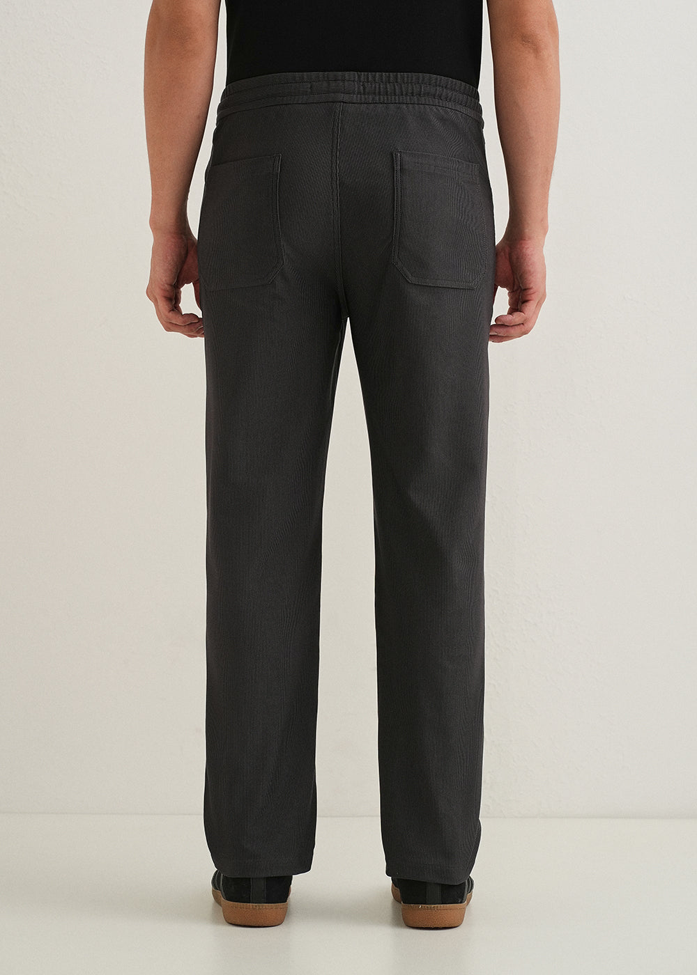 Dark Grey Straight Fit Corduroy Pants