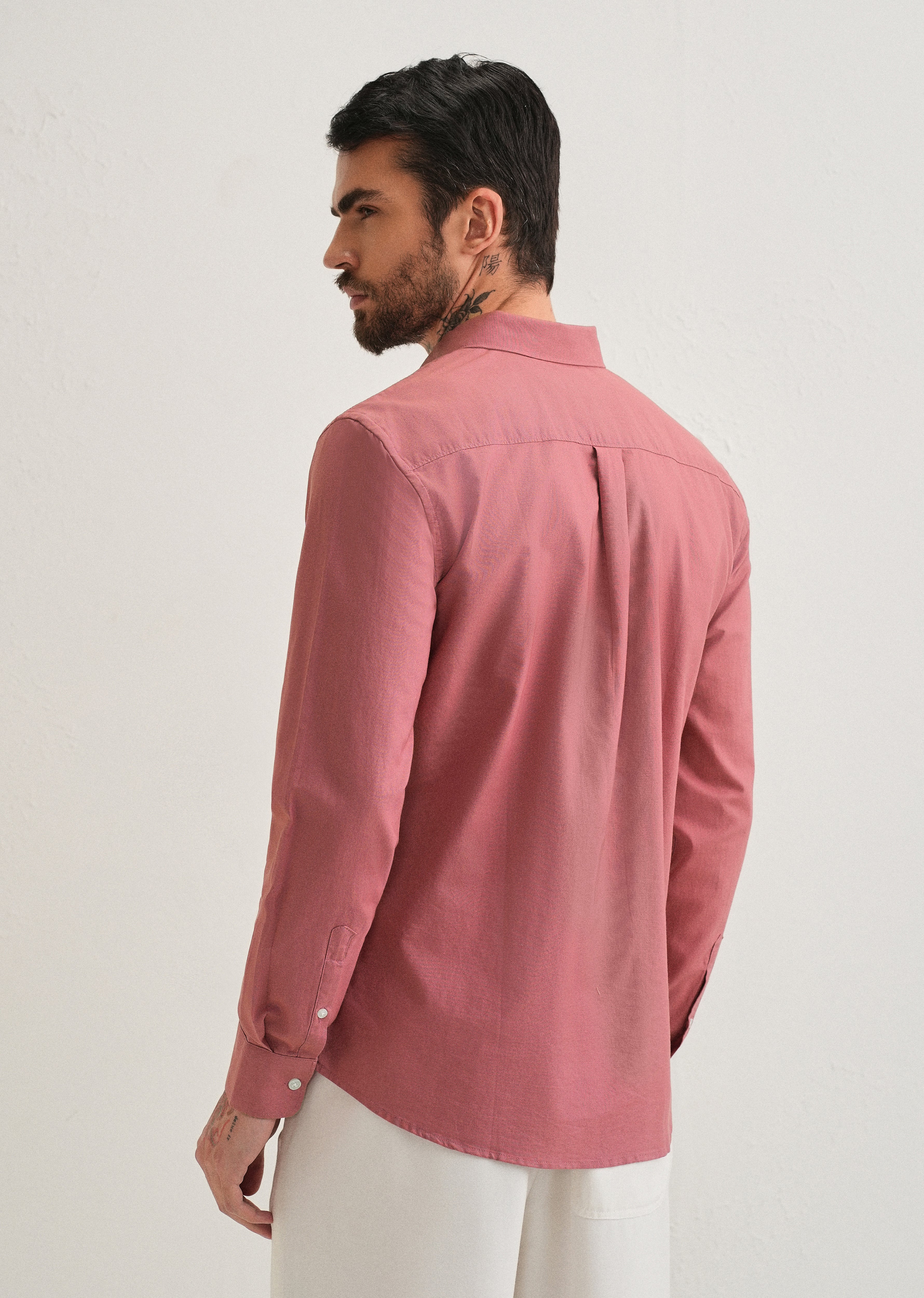 Dark Peach Plain Cotton Oxford Shirt