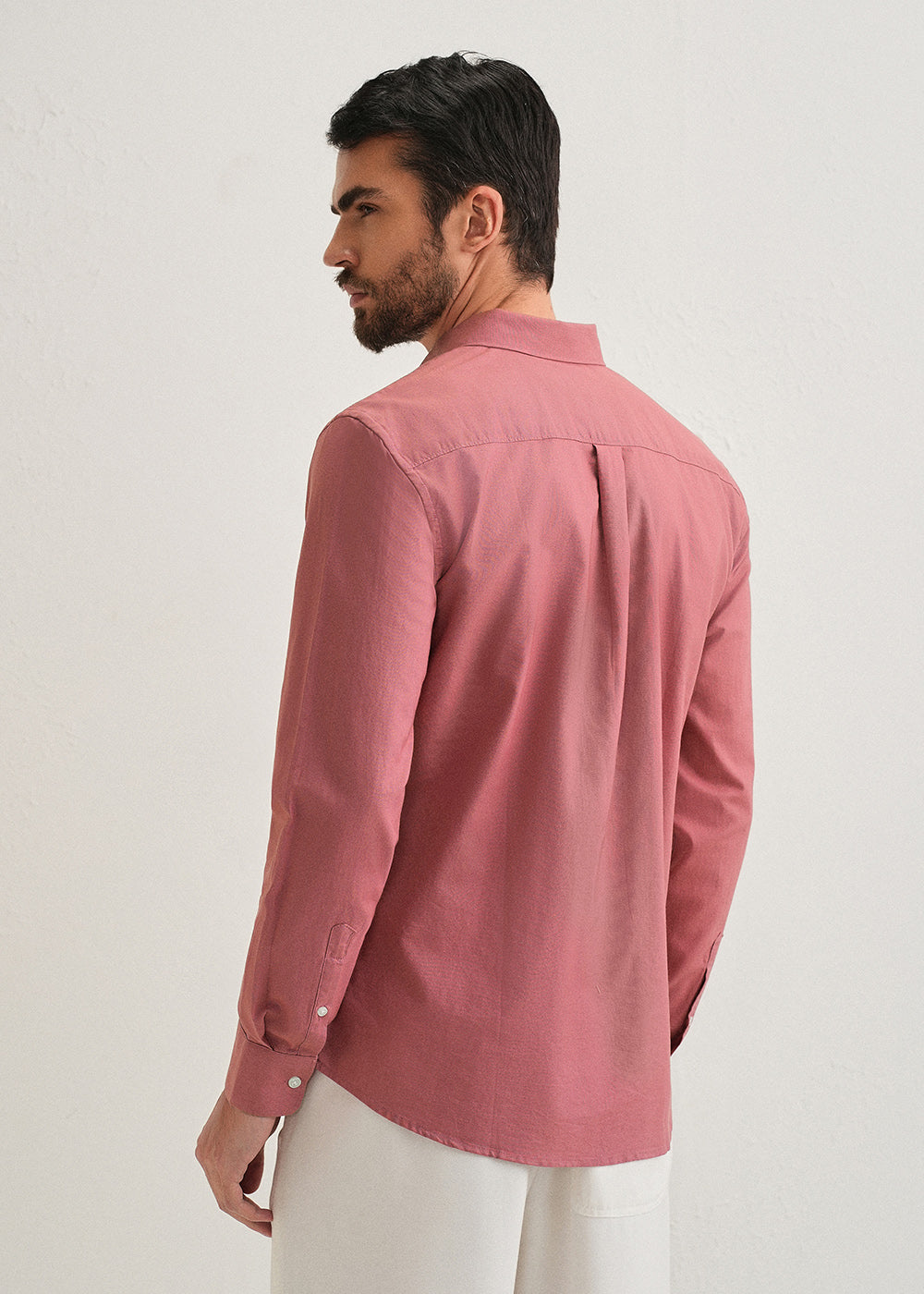 Dark Peach Plain Cotton Oxford Shirt