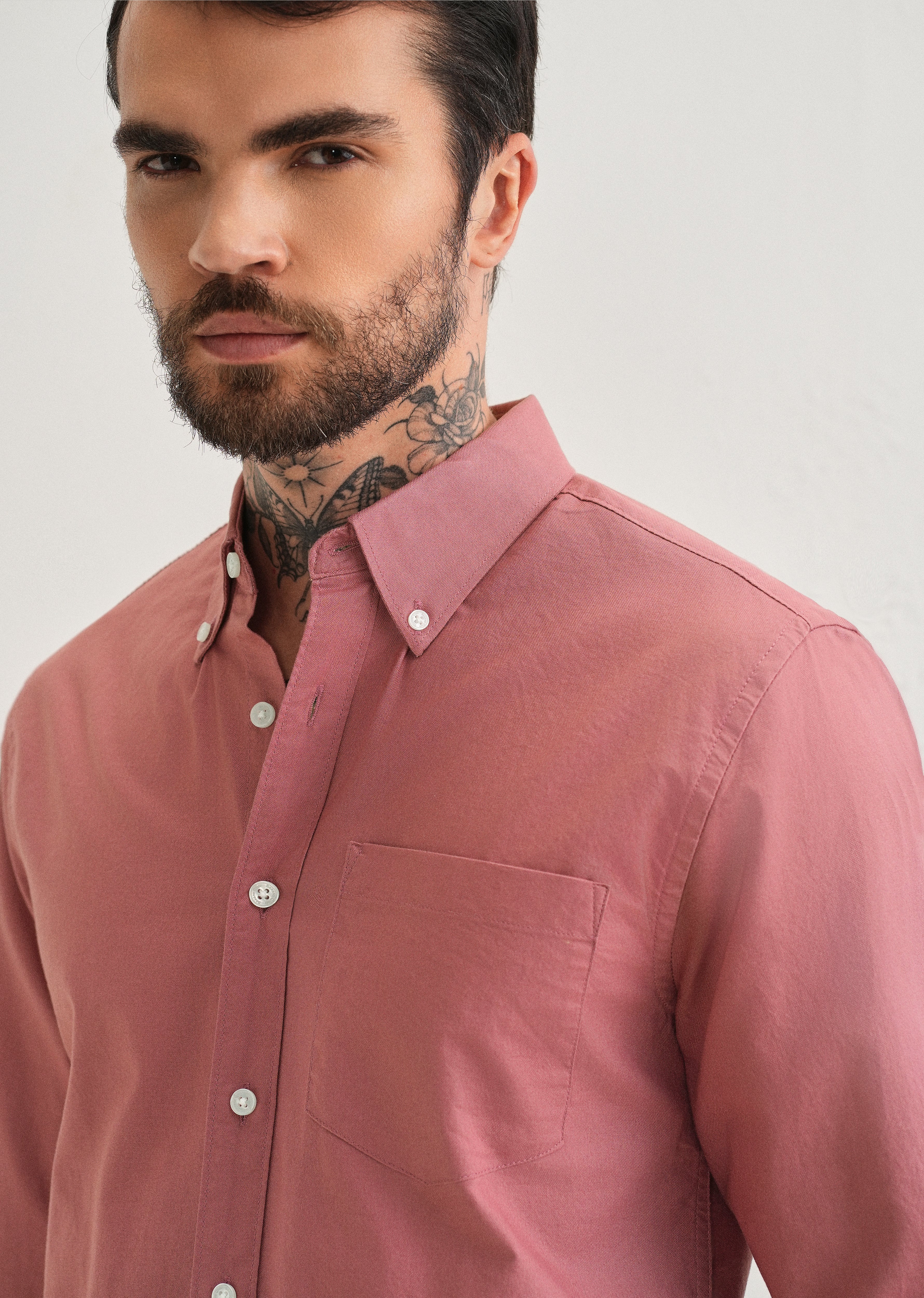 Dark Peach Plain Cotton Oxford Shirt