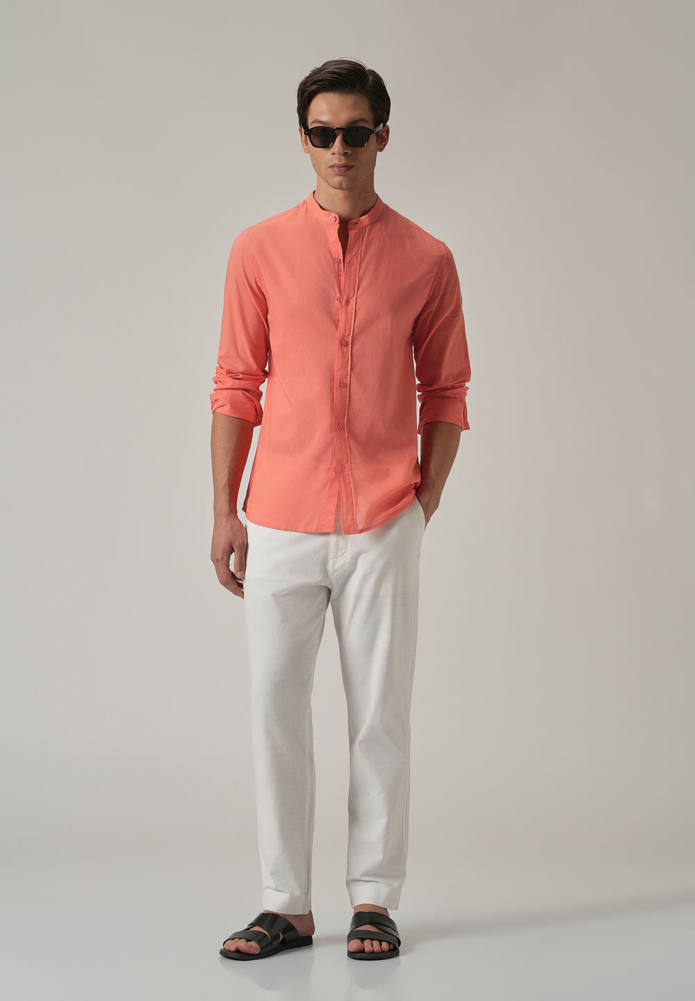 Dark Peach Plain Cotton Shirt