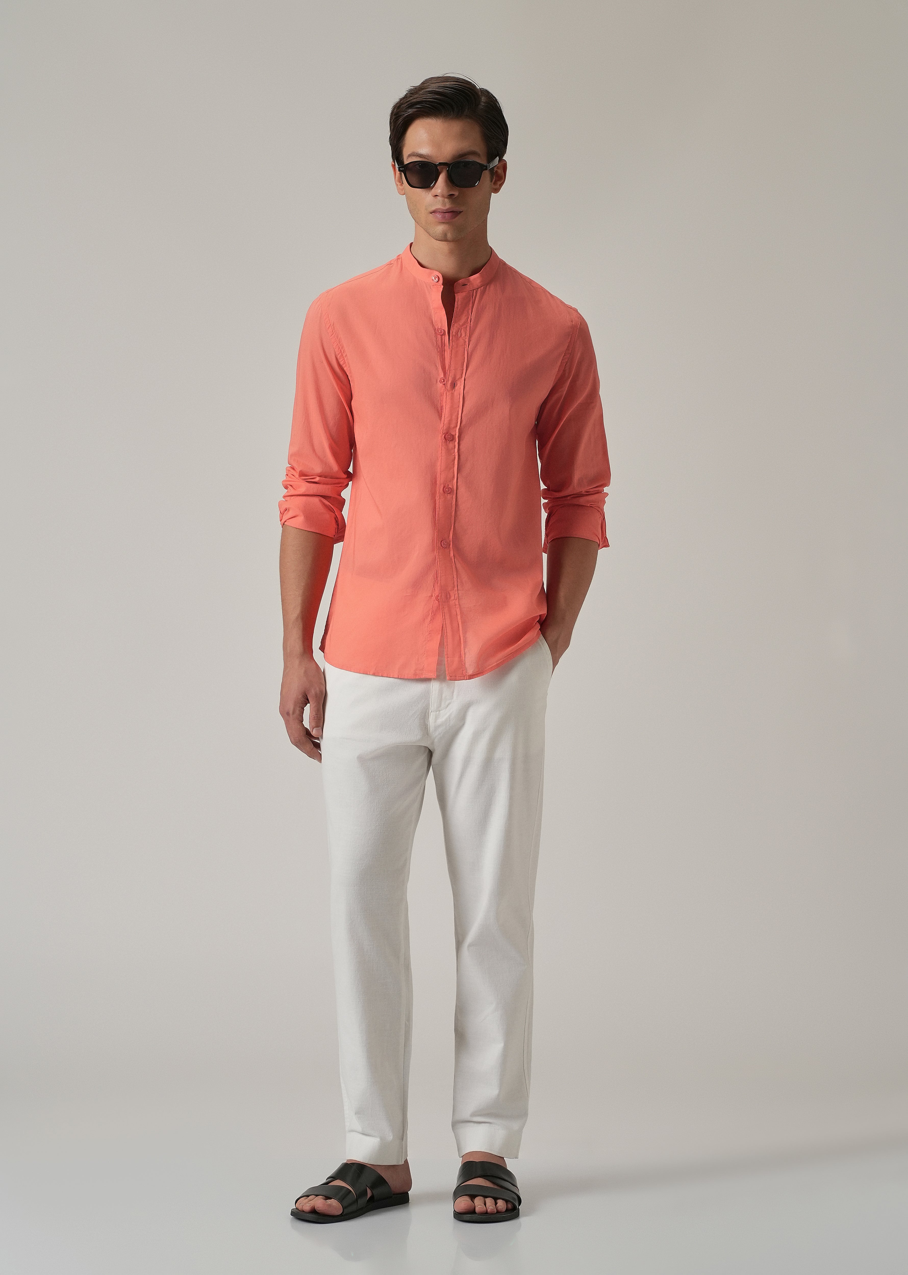 Dark Peach Plain Cotton Shirt