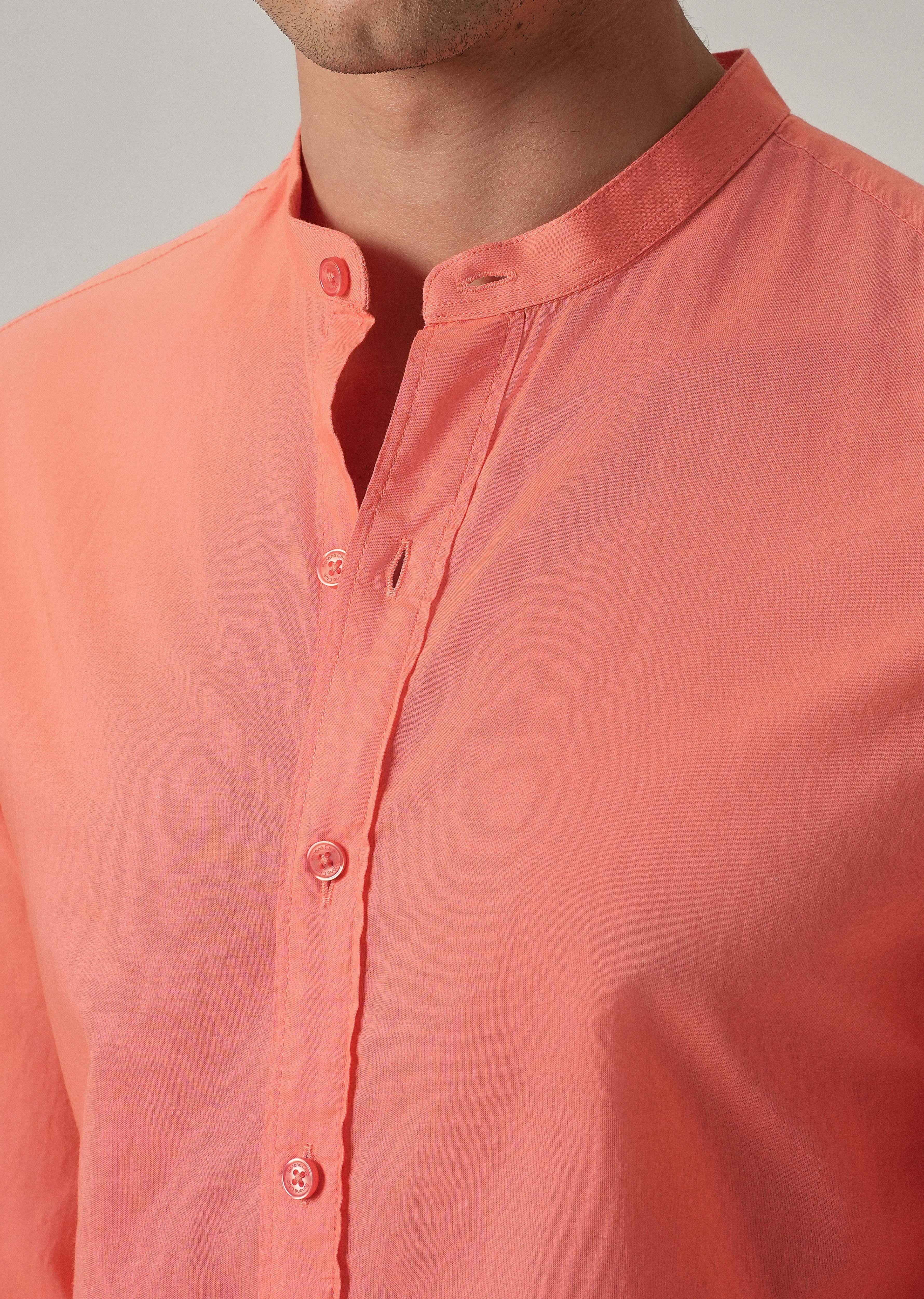 Dark Peach Plain Cotton Shirt