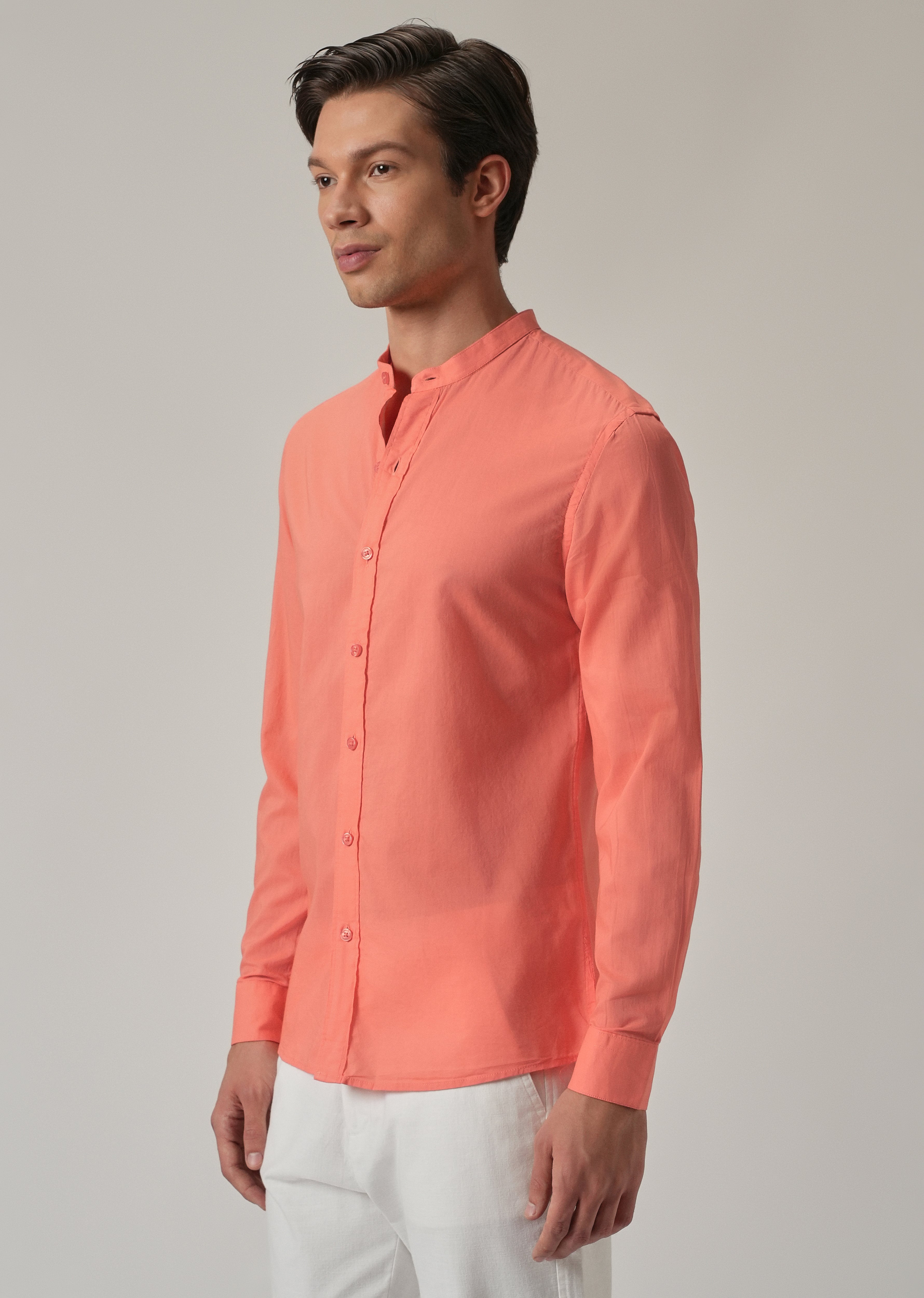 Dark Peach Plain Cotton Shirt
