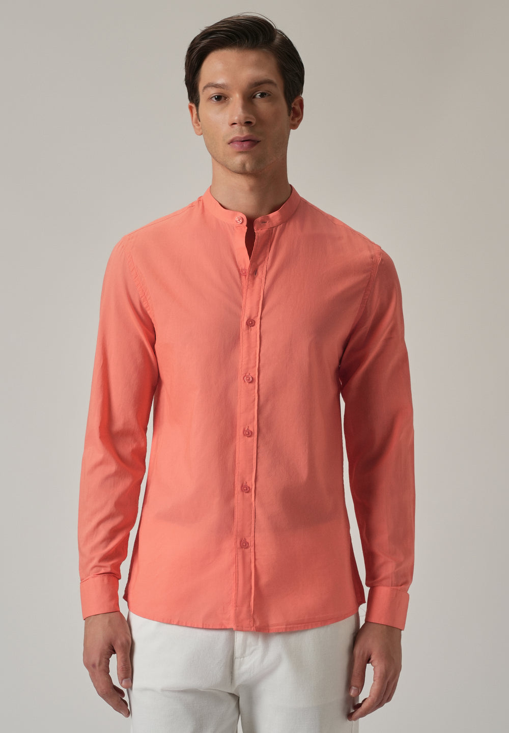 Dark Peach Plain Cotton Shirt