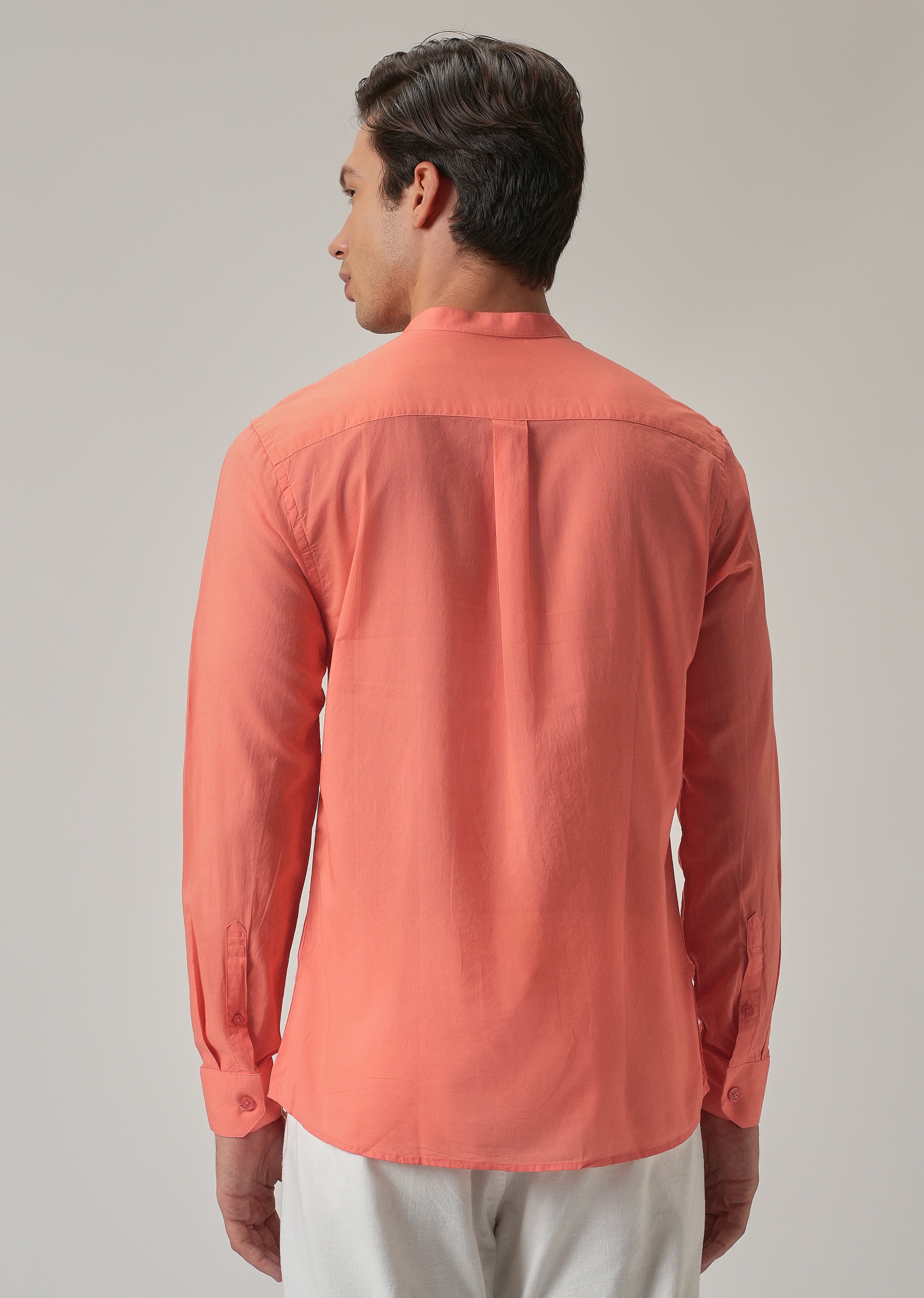 Dark Peach Plain Cotton Shirt