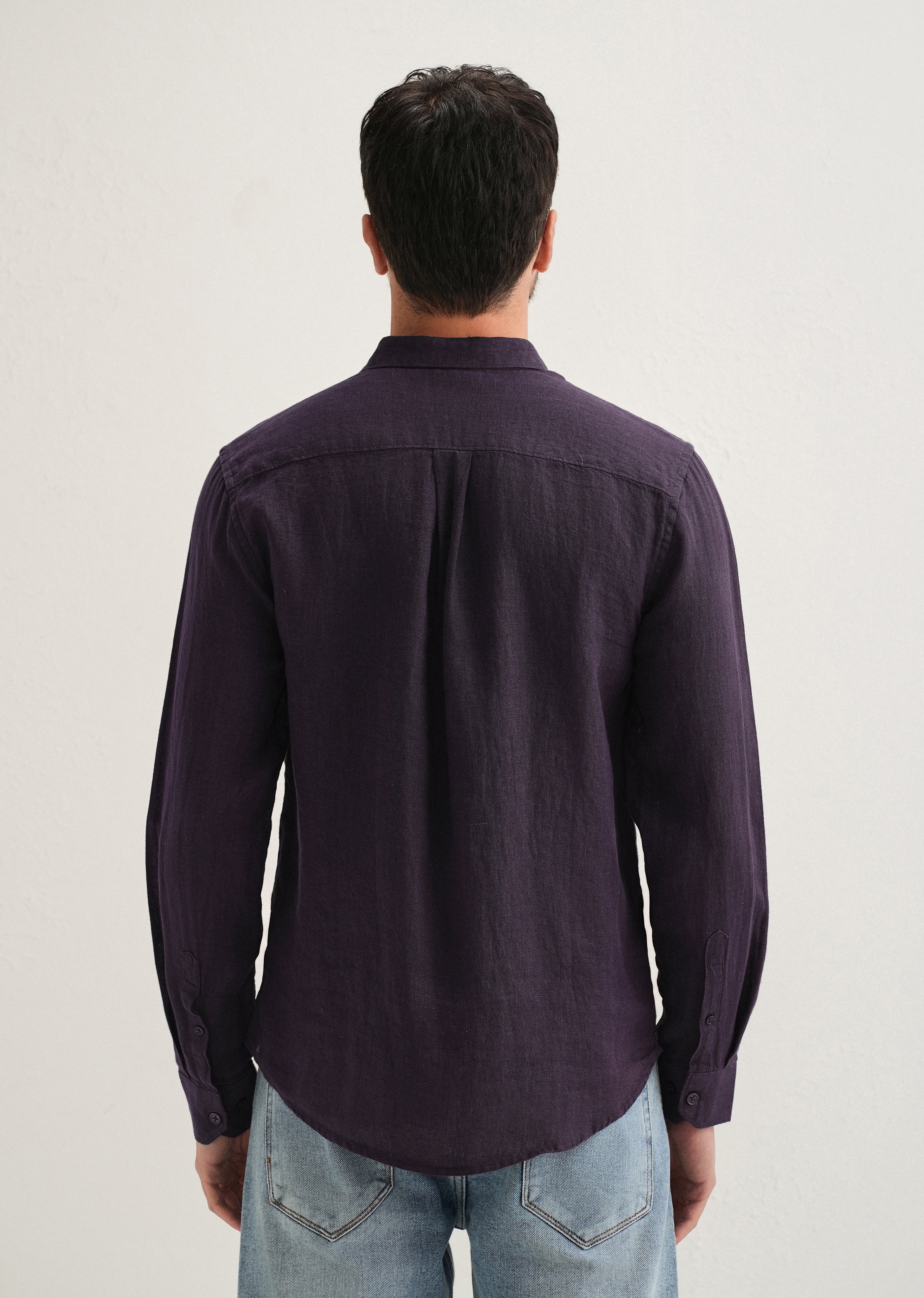 Dark Purple Pure Linen Shirt